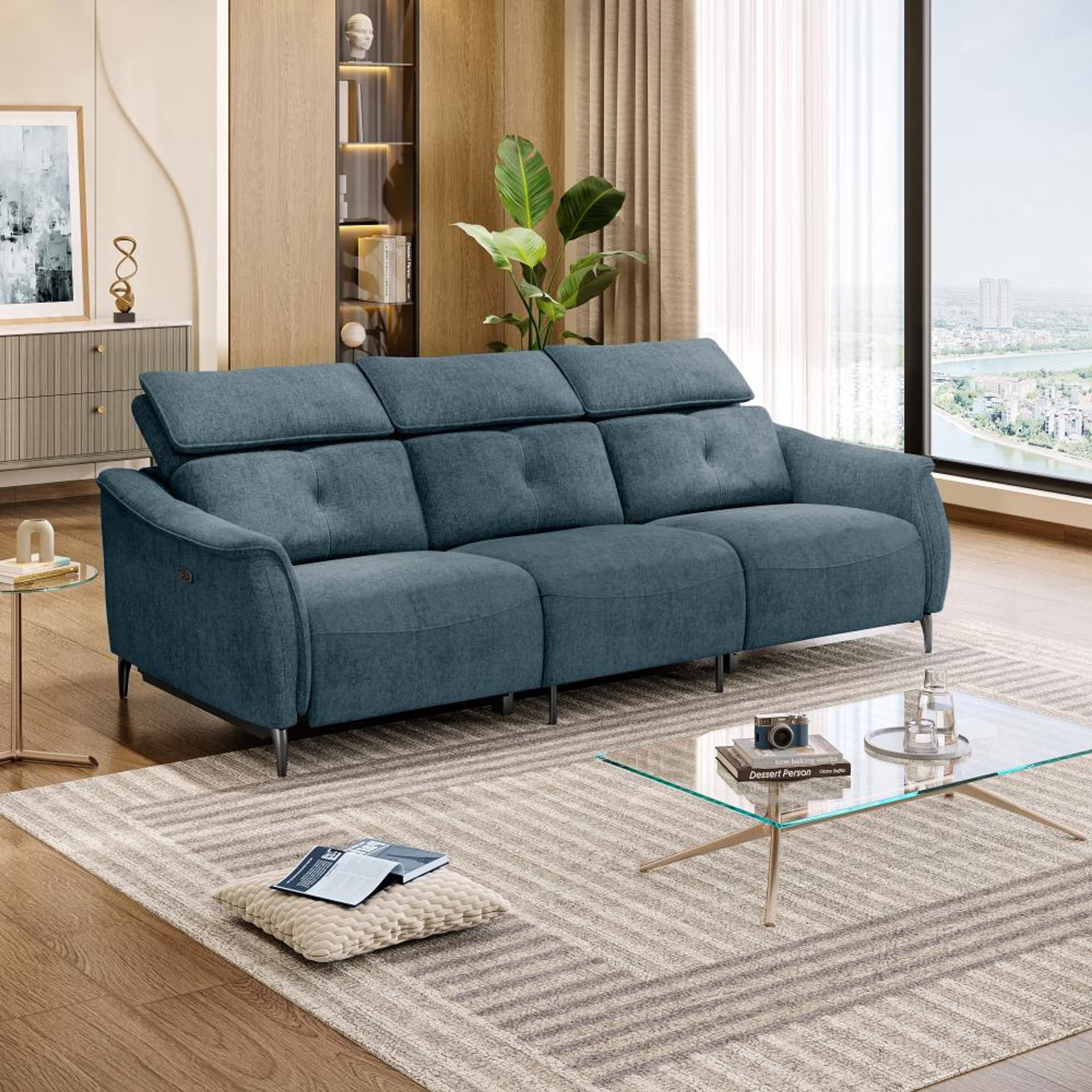 Wakefit Curacao Sofa With Motion - Three Seater Regular, With Motion, Three Seater, Blue 2 Wakefit Curacao Sofa With Motion - Three Seater Regular, With Motion, Three Seater, Blue