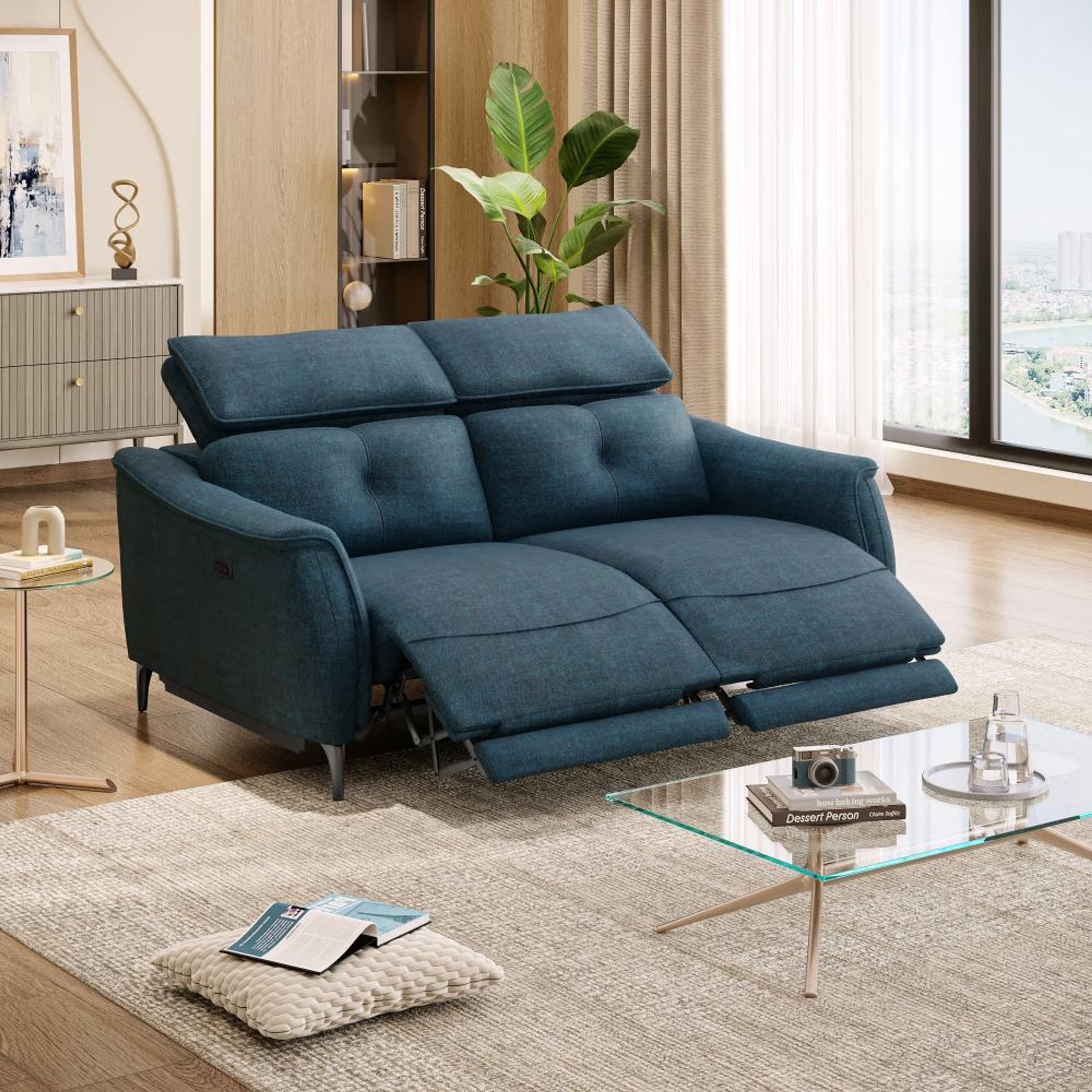 Wakefit Curacao Sofa With Motion - Two Seater Regular, With Motion, Two Seater, Deep Ocean