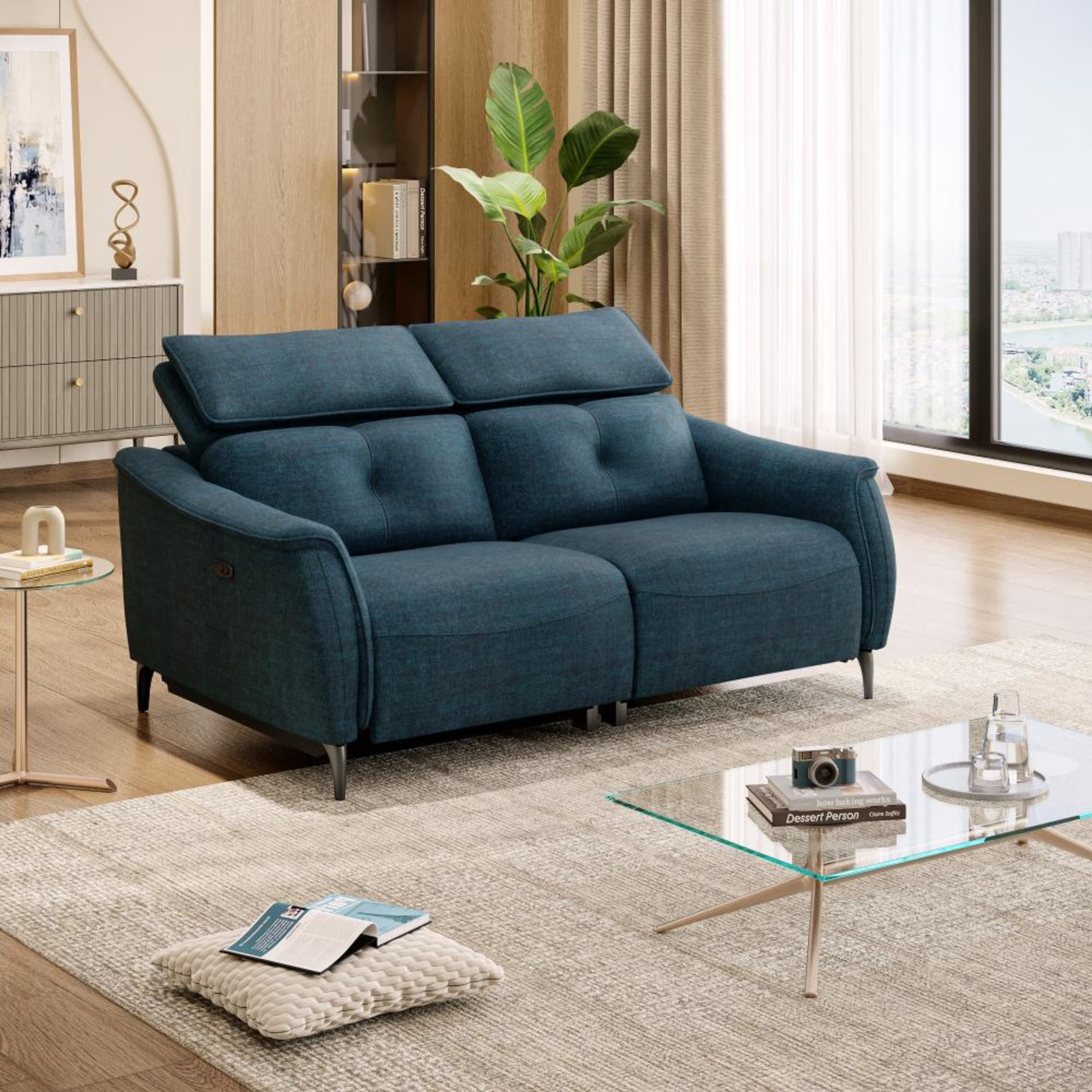 Wakefit Curacao Sofa With Motion - Two Seater Regular, With Motion, Two Seater, Deep Ocean
