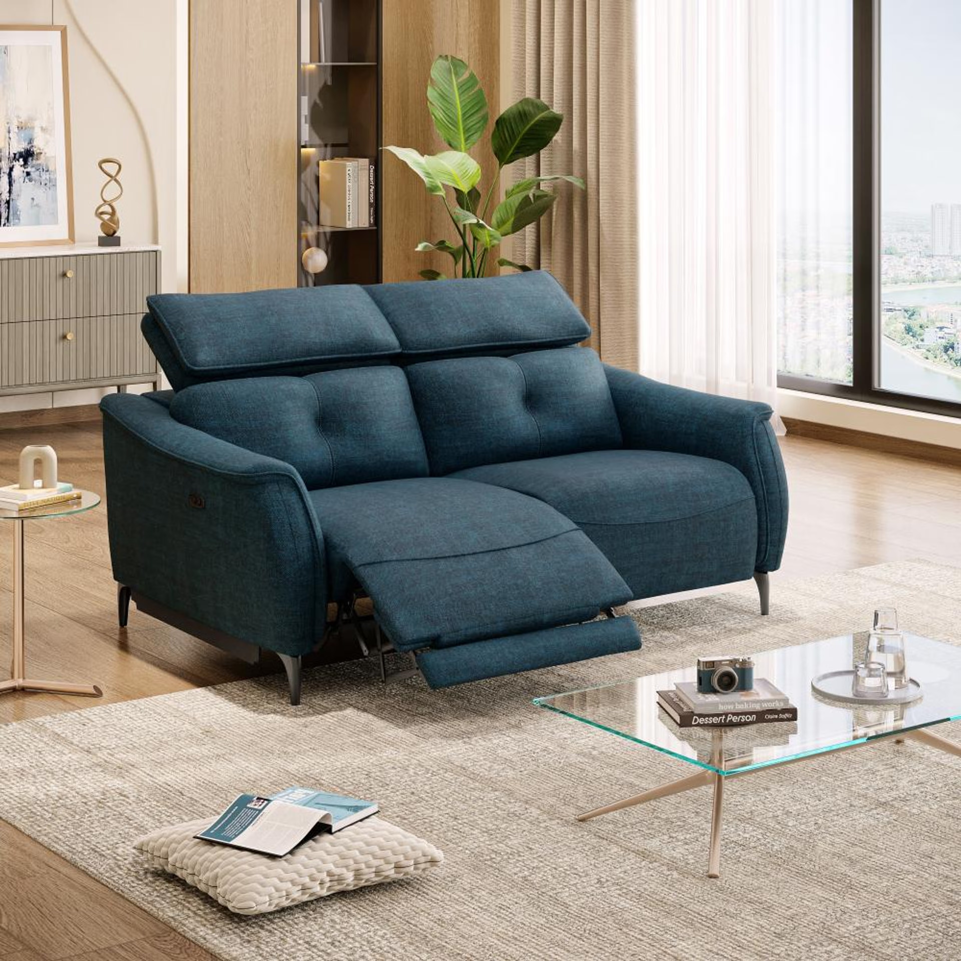 Wakefit Curacao Sofa With Motion - Two Seater Regular, With Motion, Two Seater with Left Motion, Deep Ocean