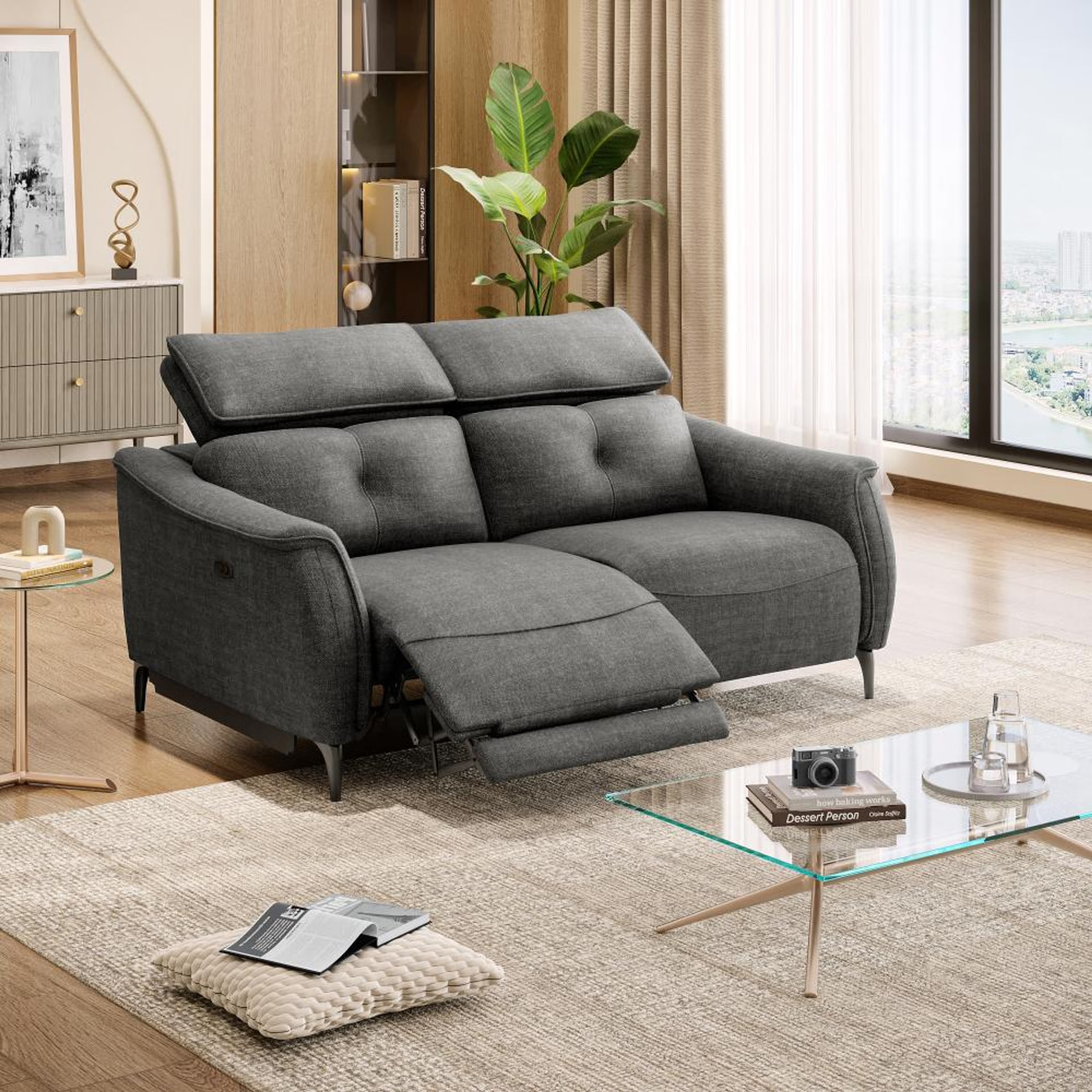 Home 33 Wakefit Curacao Sofa With Motion - Two Seater Regular, With Motion, Two Seater with Left Motion, Graphite