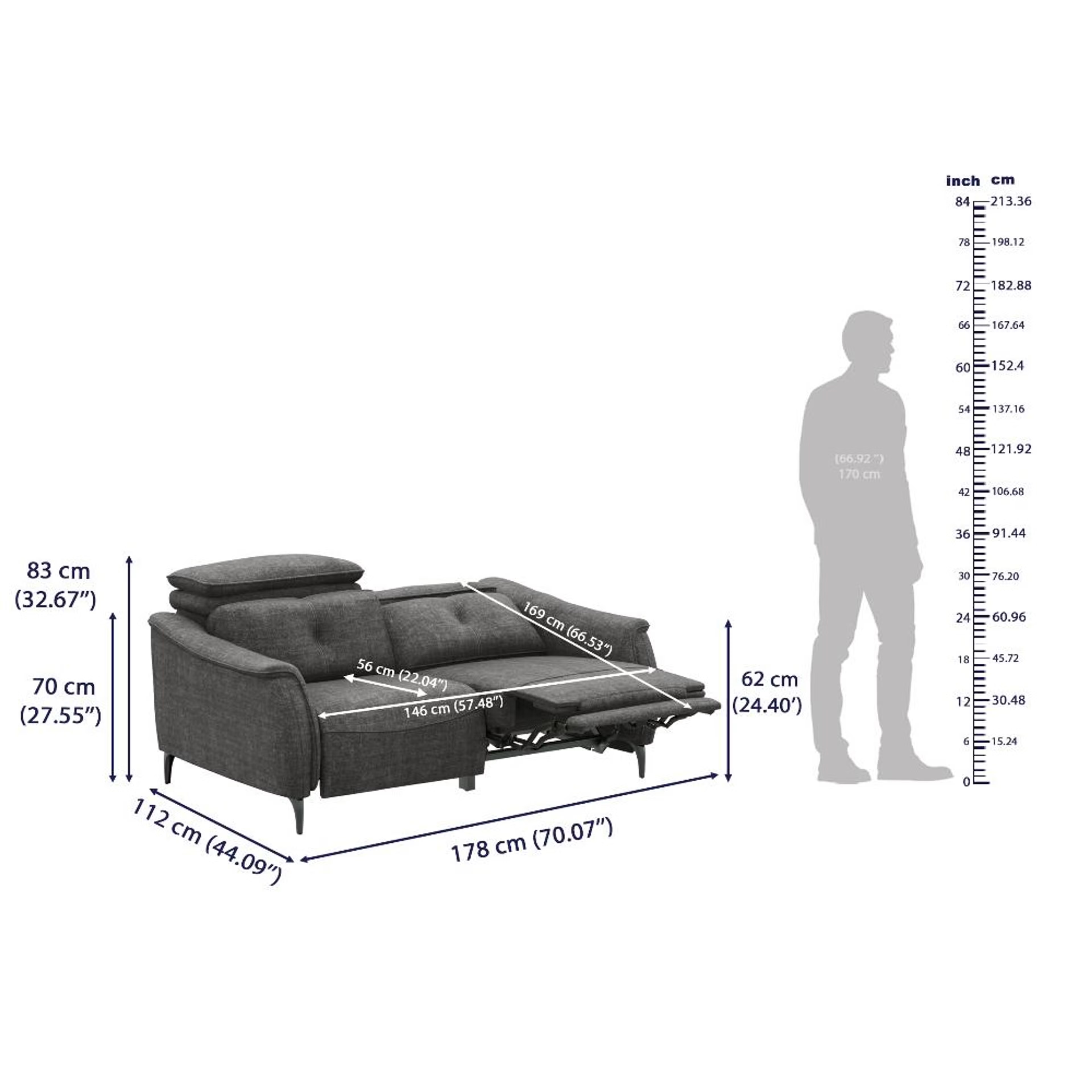 Wakefit Curacao Sofa With Motion - Two Seater Regular, With Motion, Two Seater with Right Motion, Graphite 8 Wakefit Curacao Sofa With Motion - Two Seater Regular, With Motion, Two Seater with Right Motion, Graphite