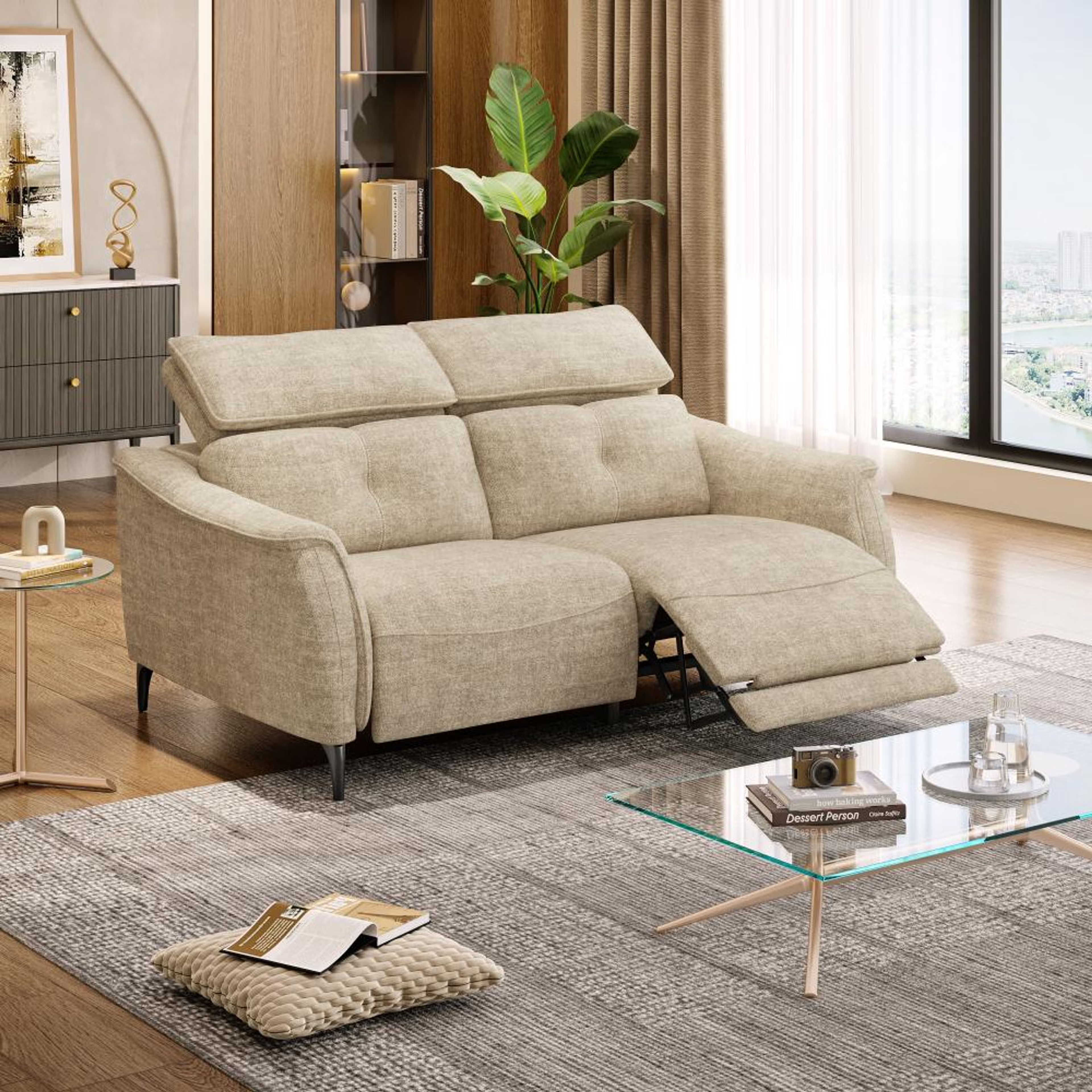 Home 41 Wakefit Curacao Sofa With Motion - Two Seater Regular, With Motion, Two Seater with Right Motion, Beige