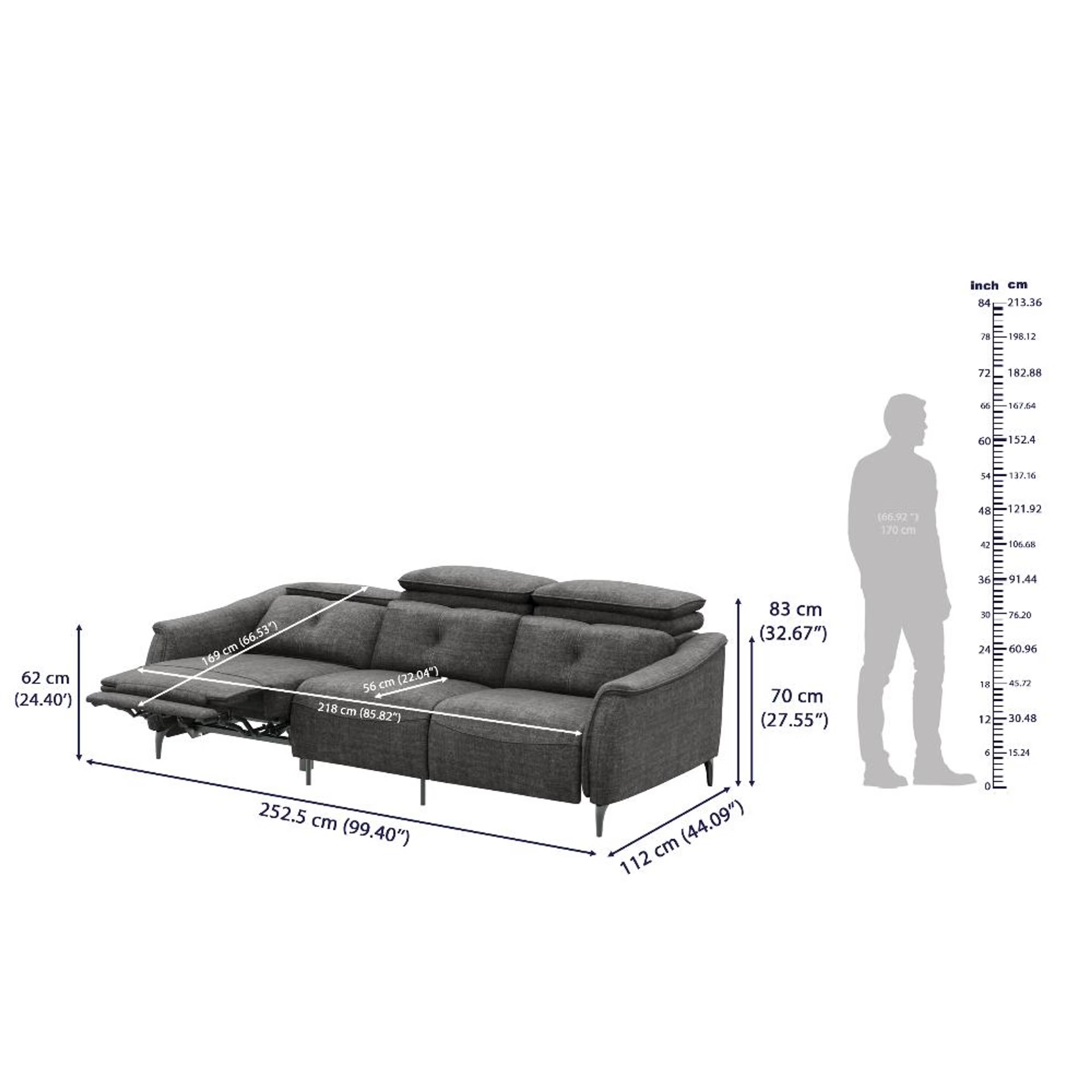 Wakefit Curacao Sofa With Motion - Three Seater Regular, With Motion, Three Seater with Left Motion, Graphite 8 Wakefit Curacao Sofa With Motion - Three Seater Regular, With Motion, Three Seater with Left Motion, Graphite