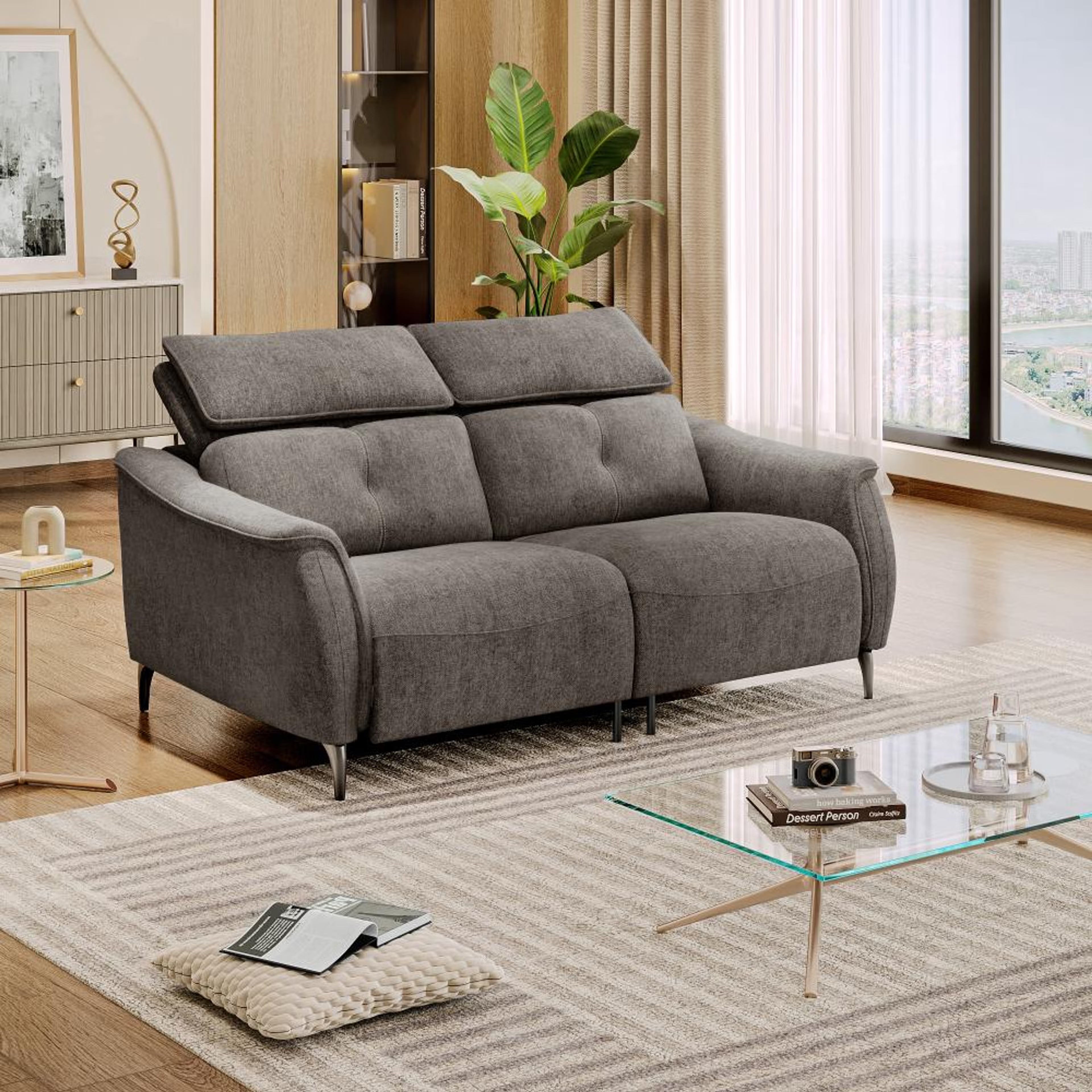 Wakefit Curacao Sofa Without Motion - Two Seater Regular, Without Motion, Two Seater, Grey