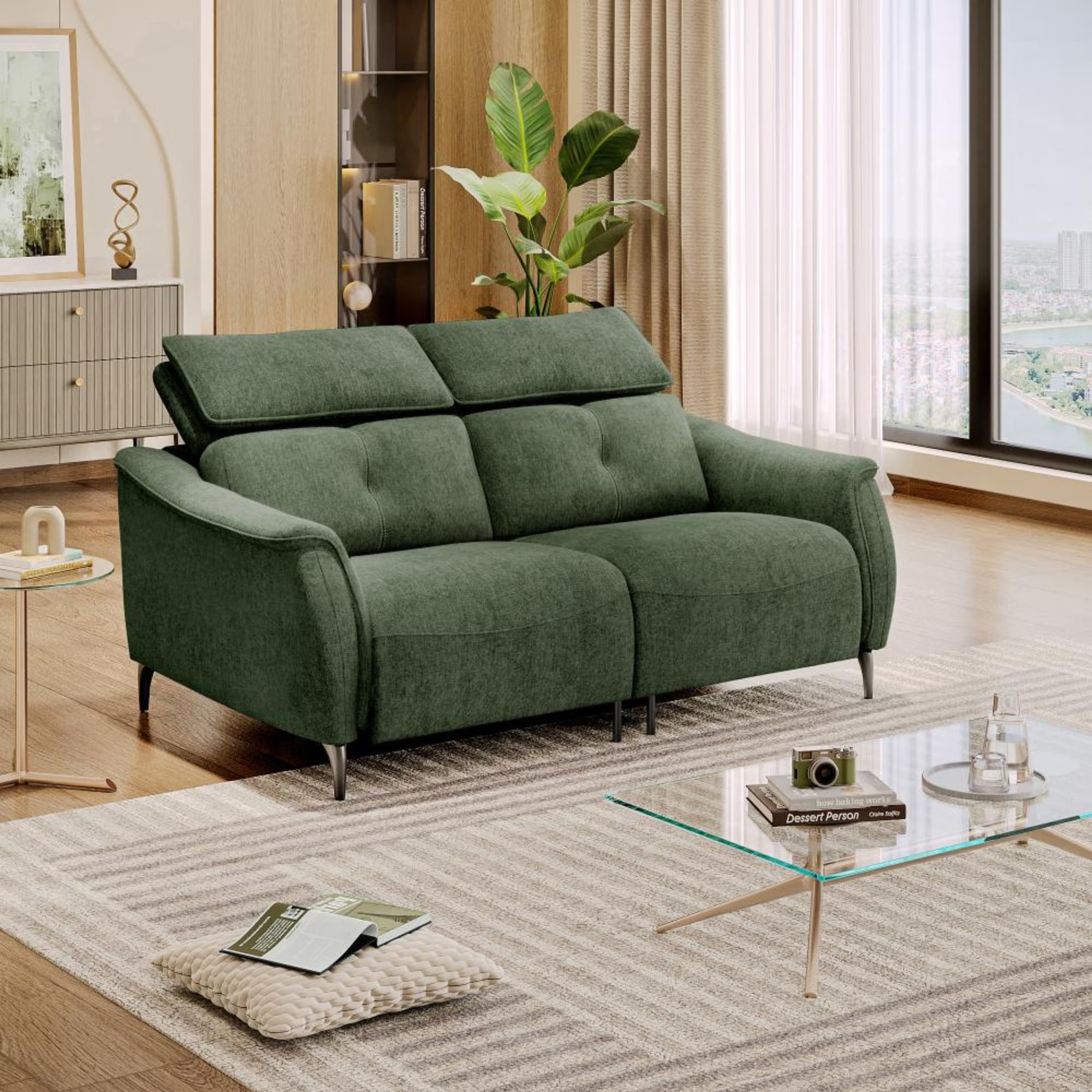 Wakefit Curacao Sofa Without Motion - Two Seater Regular, Without Motion, Two Seater, Green