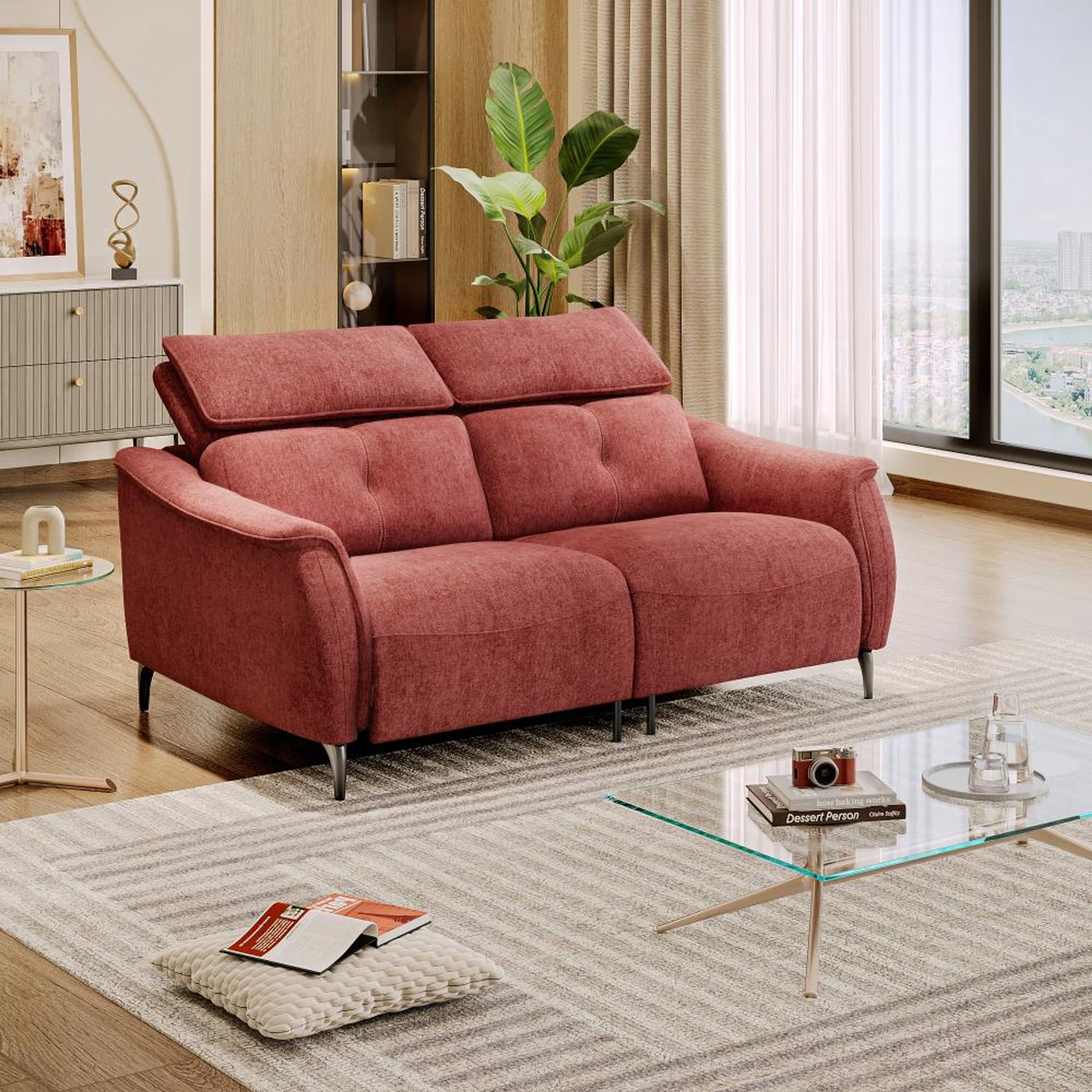 Wakefit Curacao Sofa Without Motion - Two Seater Regular, Without Motion, Two Seater, Maroon