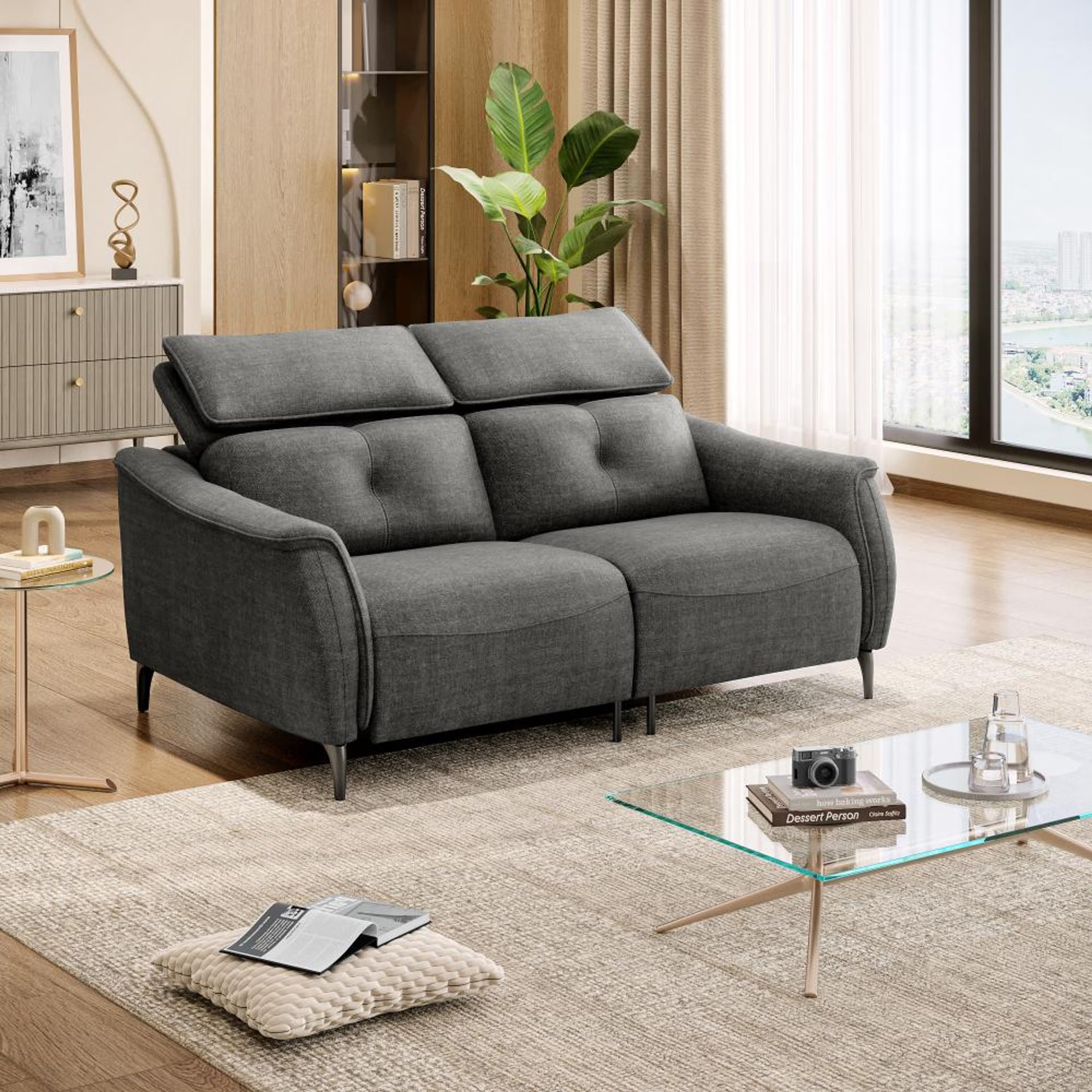 Home 42 Wakefit Curacao Sofa Without Motion - Two Seater Regular, Without Motion, Two Seater, Graphite