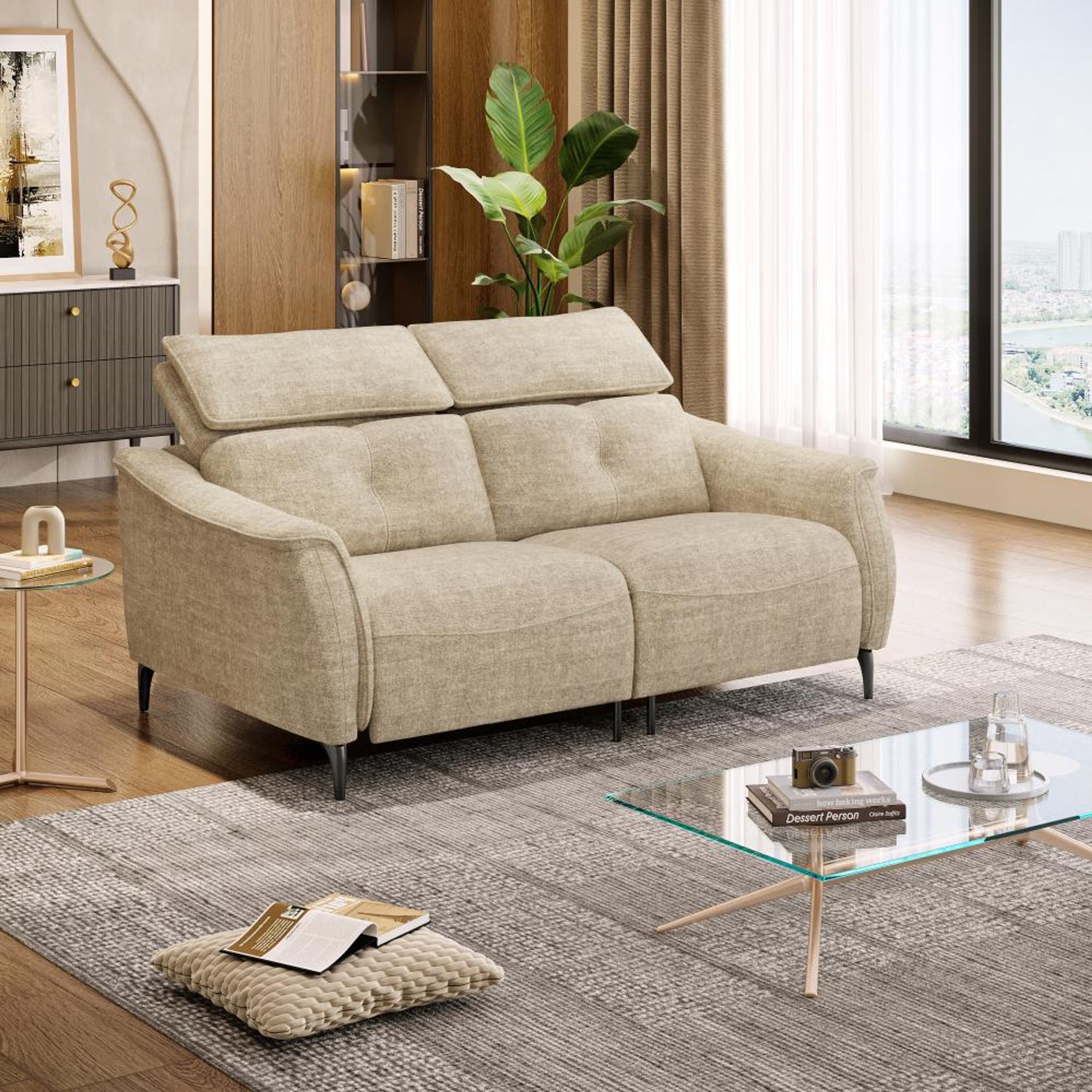 Home 25 Wakefit Curacao Sofa Without Motion - Two Seater Regular, Without Motion, Two Seater, Beige