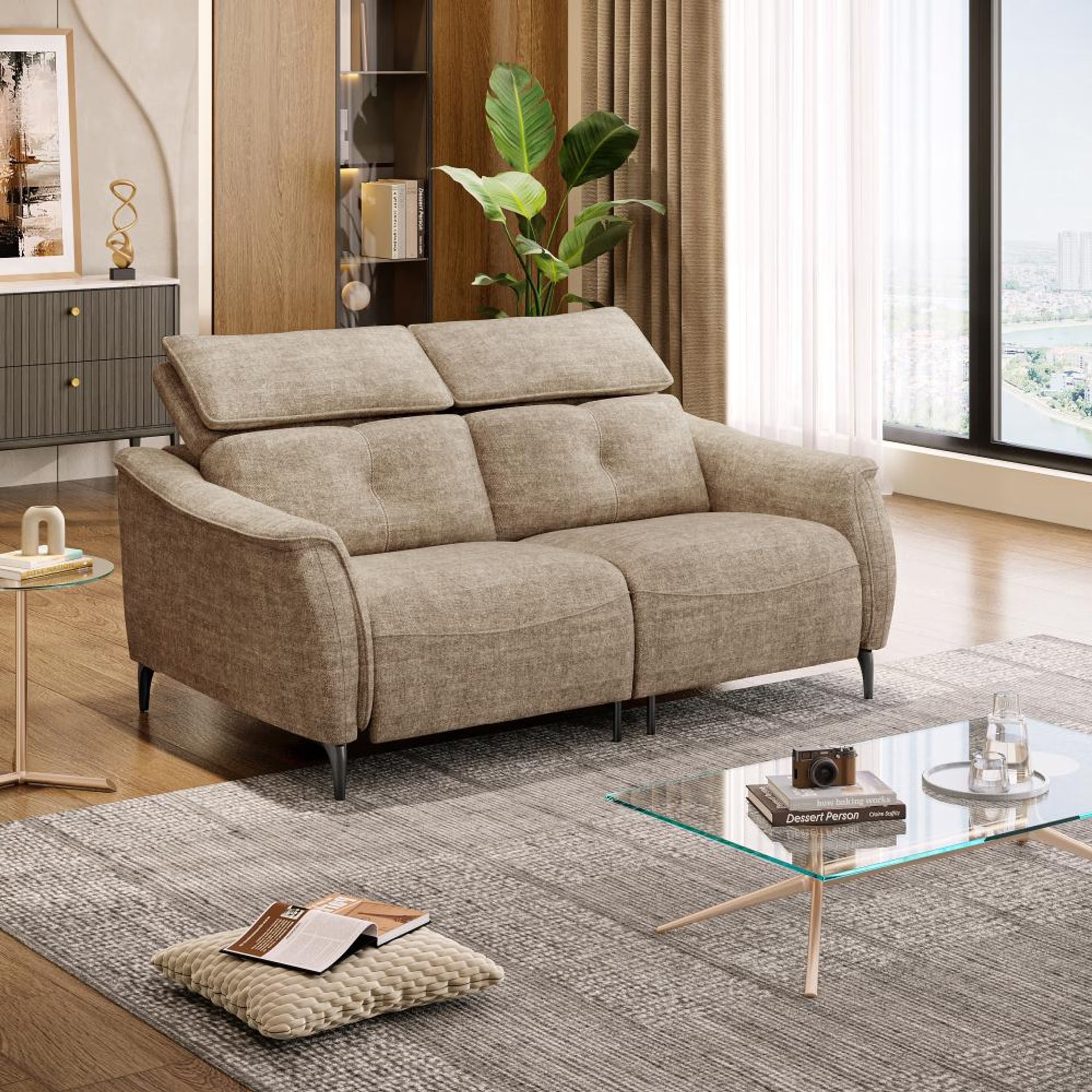 Wakefit Curacao Sofa Without Motion - Two Seater Regular, Without Motion, Two Seater, Taupe