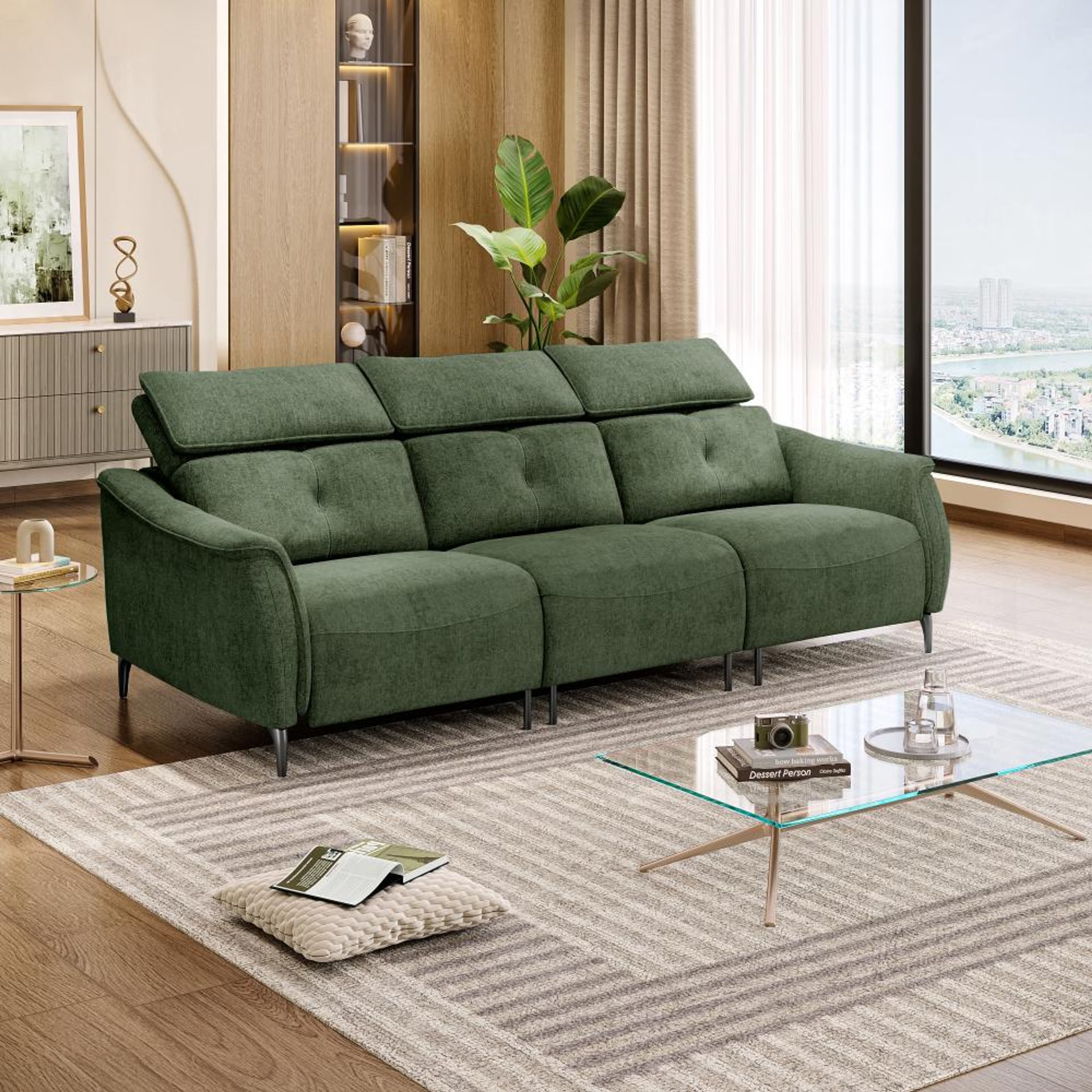 Wakefit Curacao Sofa Without Motion - Three Seater Regular, Without Motion, Three Seater, Green