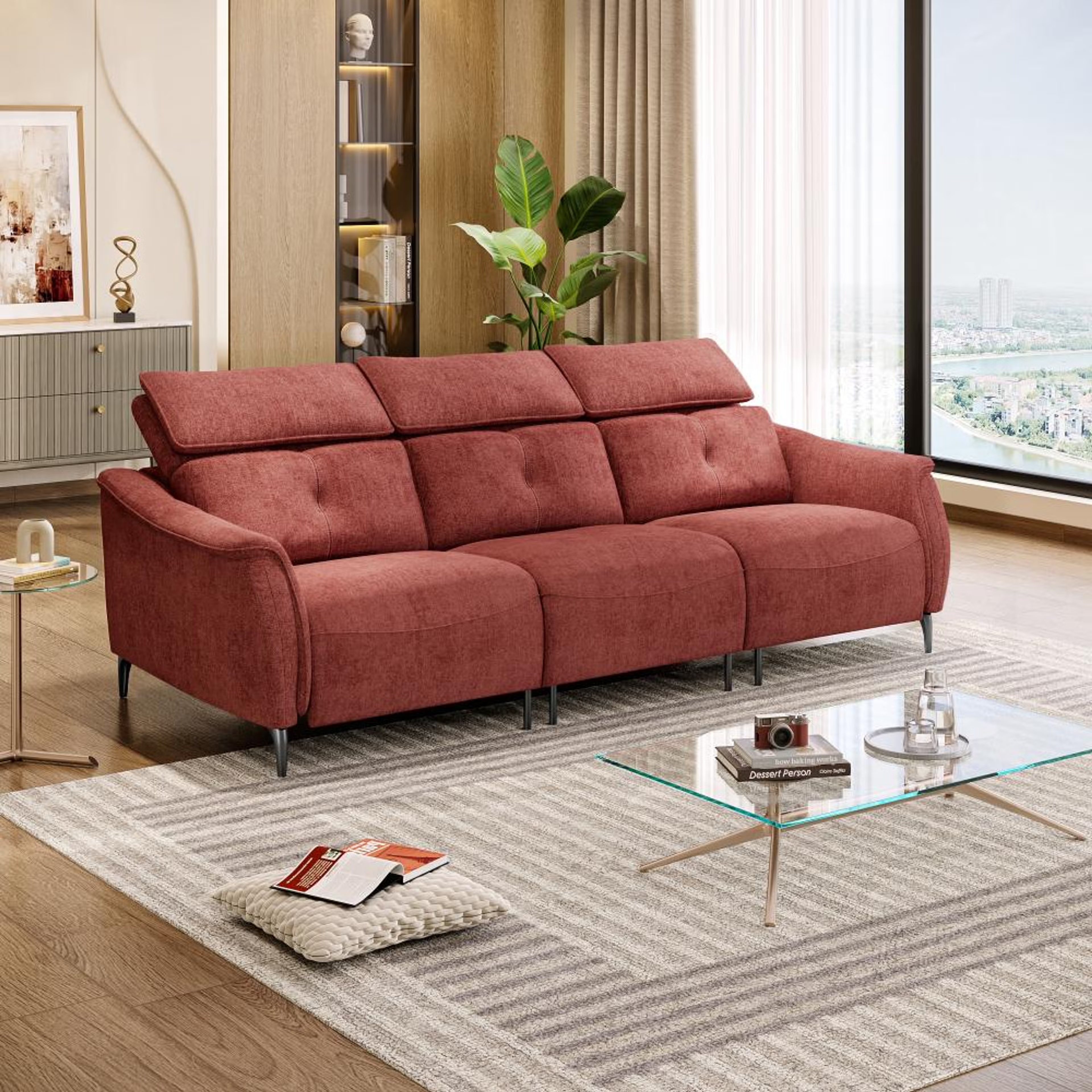 Home 35 Wakefit Curacao Sofa Without Motion - Three Seater Regular, Without Motion, Three Seater, Maroon