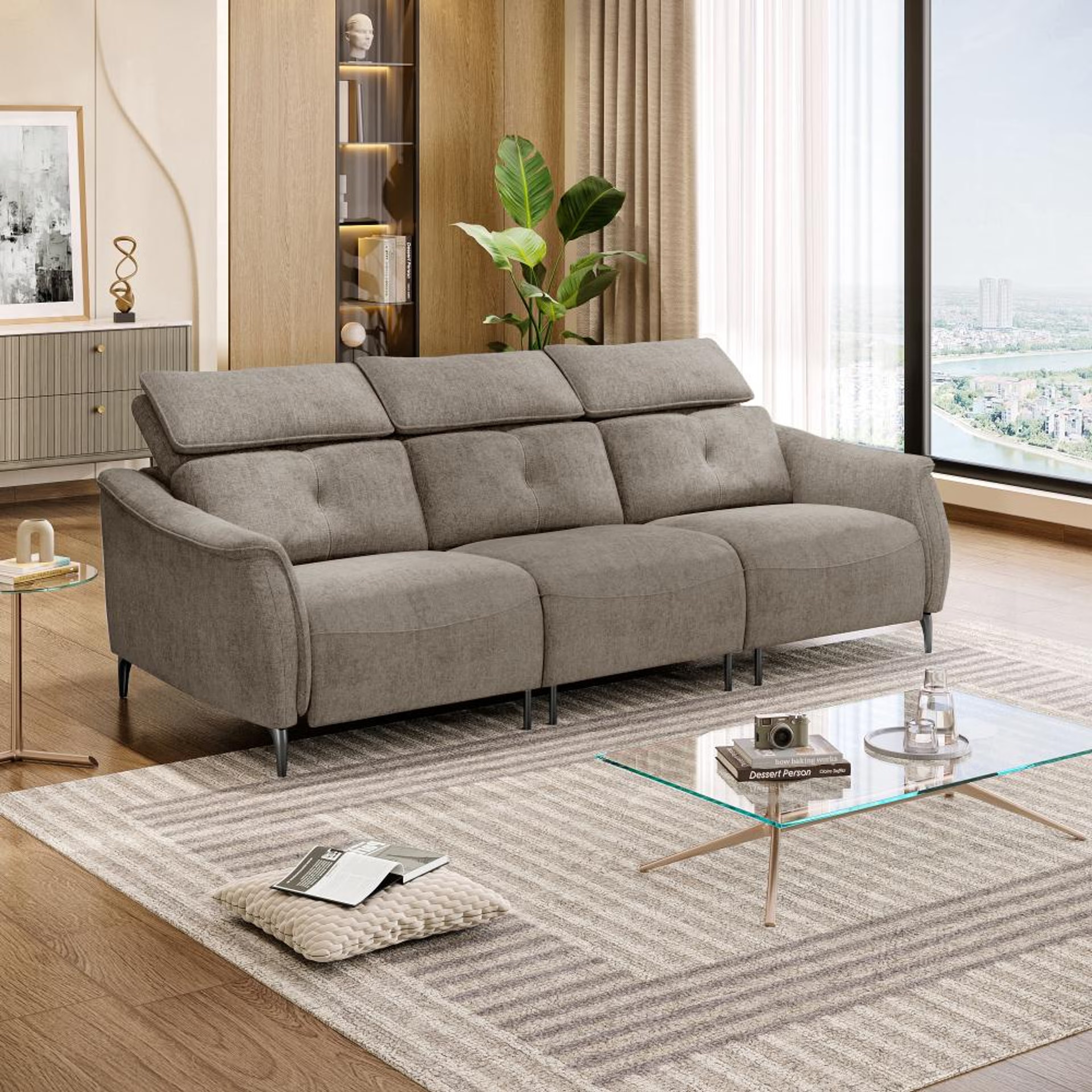 Home 28 Wakefit Curacao Sofa Without Motion - Three Seater Regular, Without Motion, Three Seater, Taupe