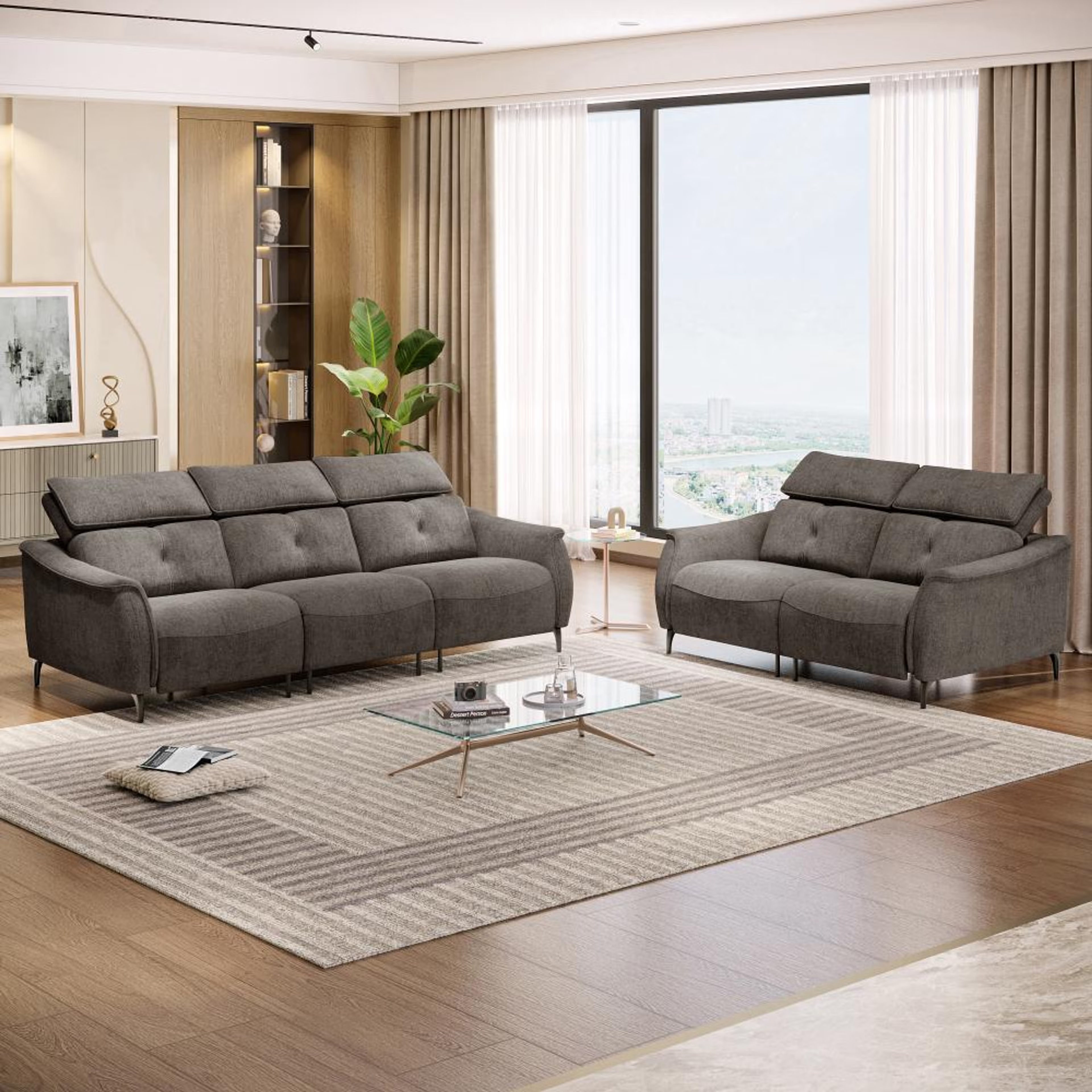 Home 32 Wakefit Curacao Without Motion Sofa Set (3+2) Seater Regular, Without Motion, Set (3+2), Grey