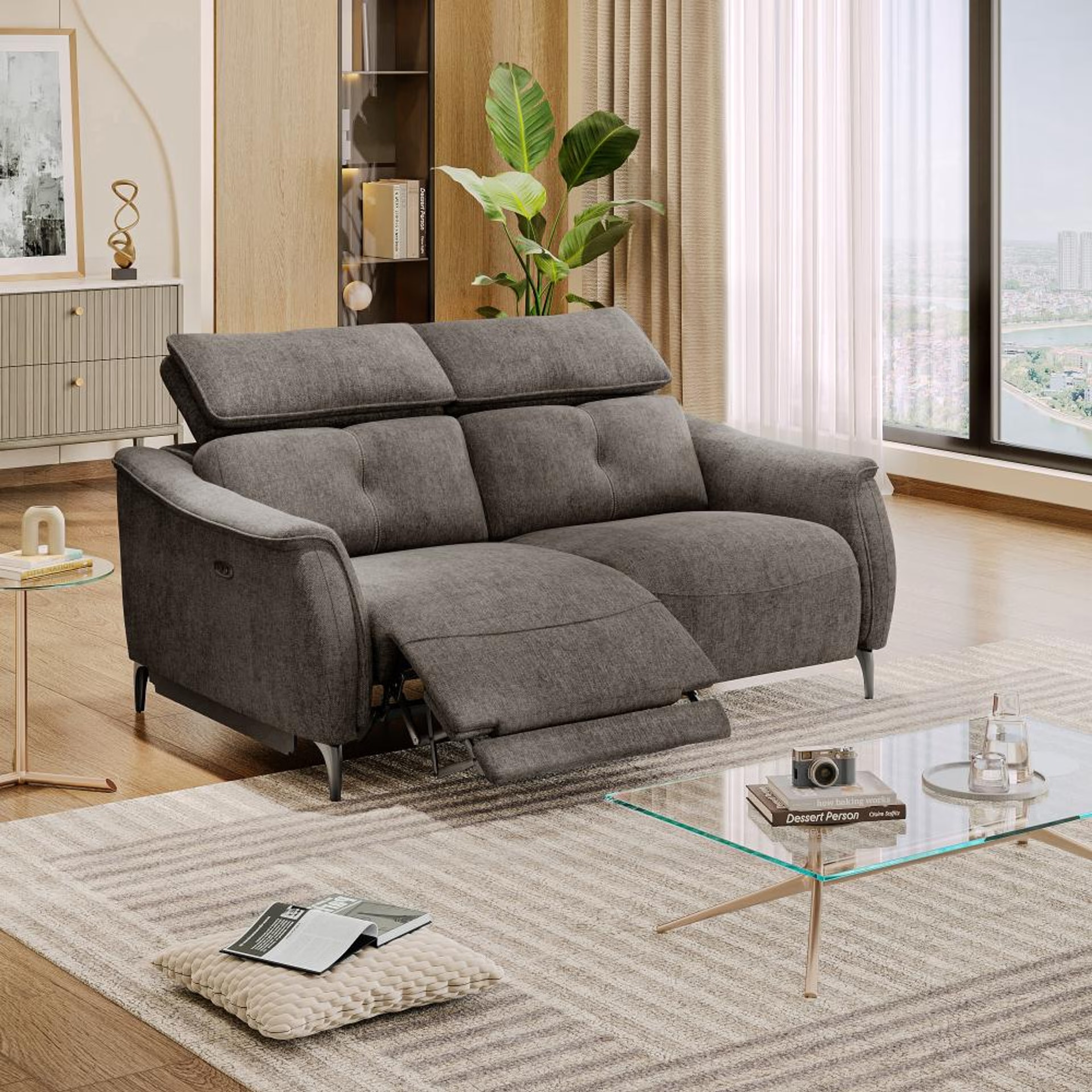 Home 42 Wakefit Curacao Sofa With Motion - Two Seater Regular, With Motion, Two Seater with Left Motion, Grey