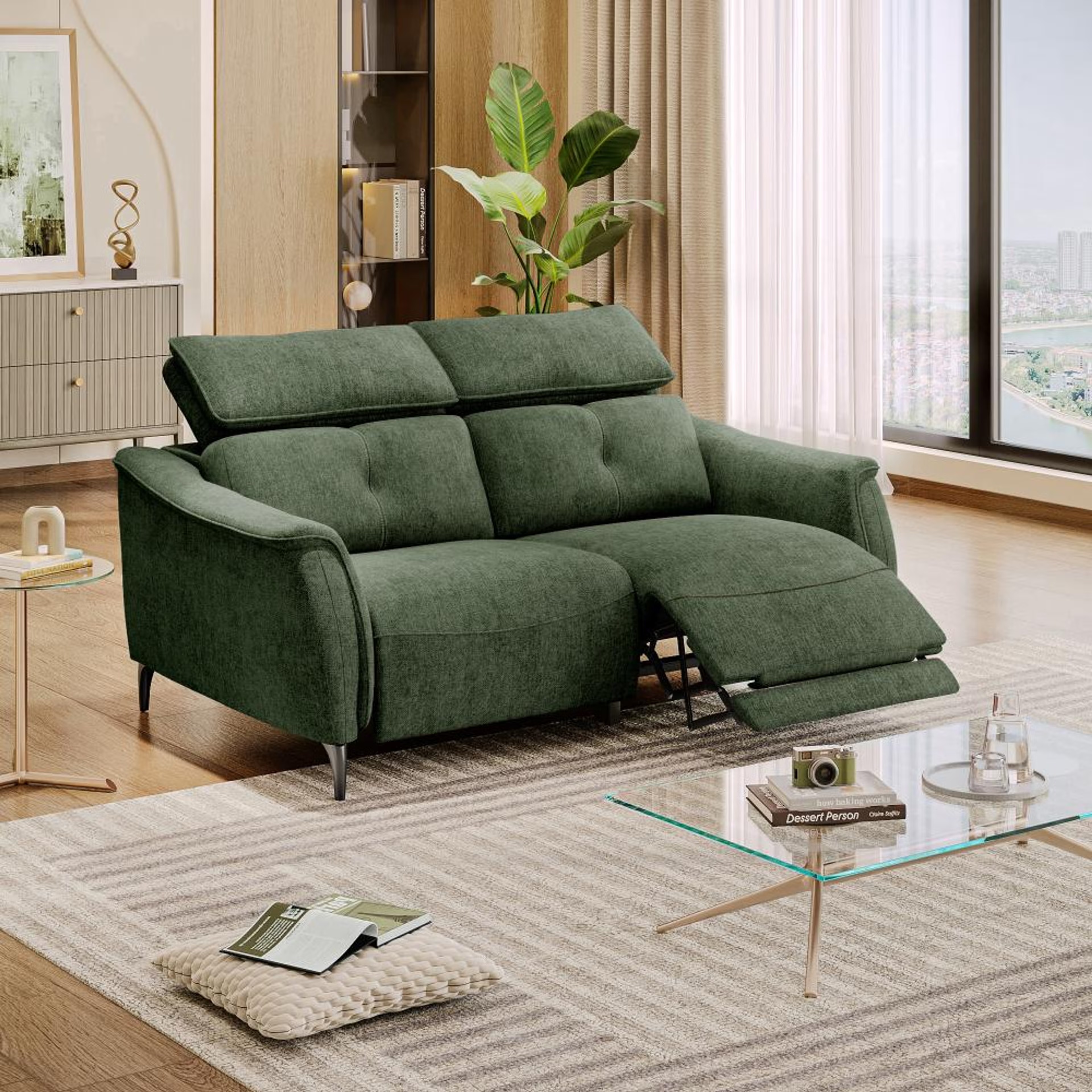 Home 43 Wakefit Curacao Sofa With Motion - Two Seater Regular, With Motion, Two Seater with Right Motion, Green