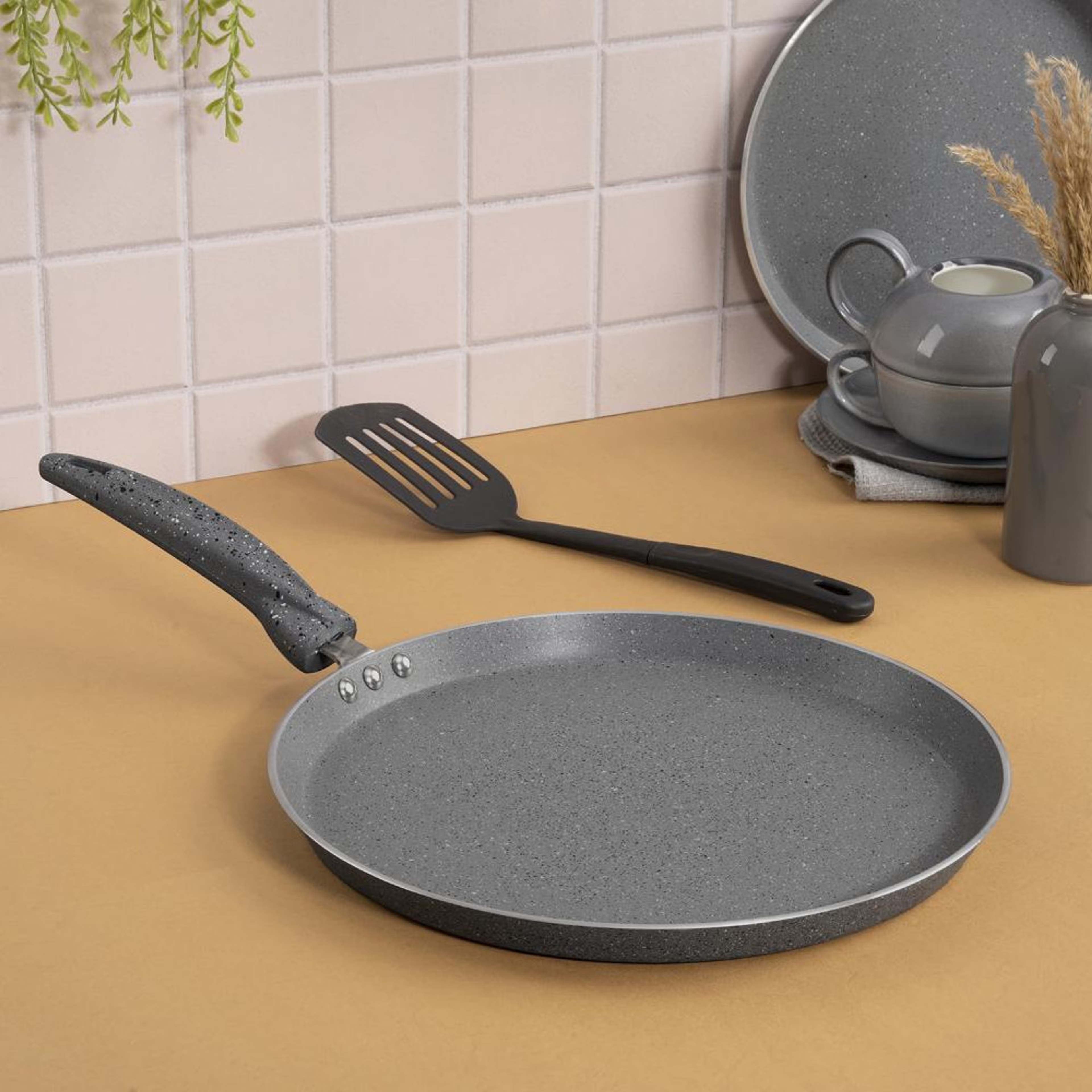 Home 29 Advanced 5 layer Non-Stick Tawa | 31 cm | 3 mm thick | PFOA & PTFE Free | Gas & Induction Compatible | Highly durable & Metal Spoon Friendly | Soft Touch Handle | Free Spatula | Chervil | Blue Tawa, Aluminium, Induction Base, Tawa- 12 inch