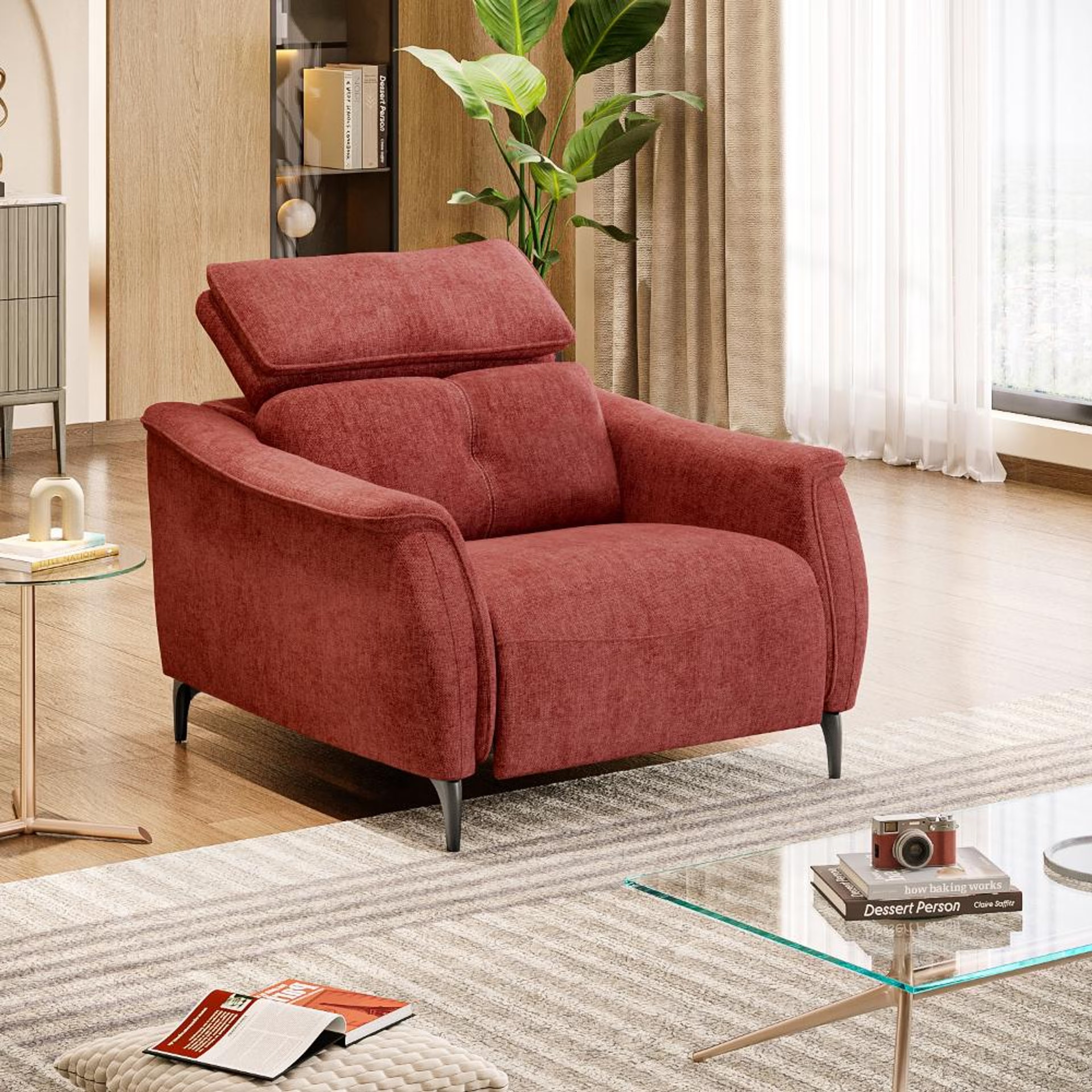 Wakefit Curacao Sofa Without Motion - Single Seater Regular, Without Motion, Single Seater, Maroon