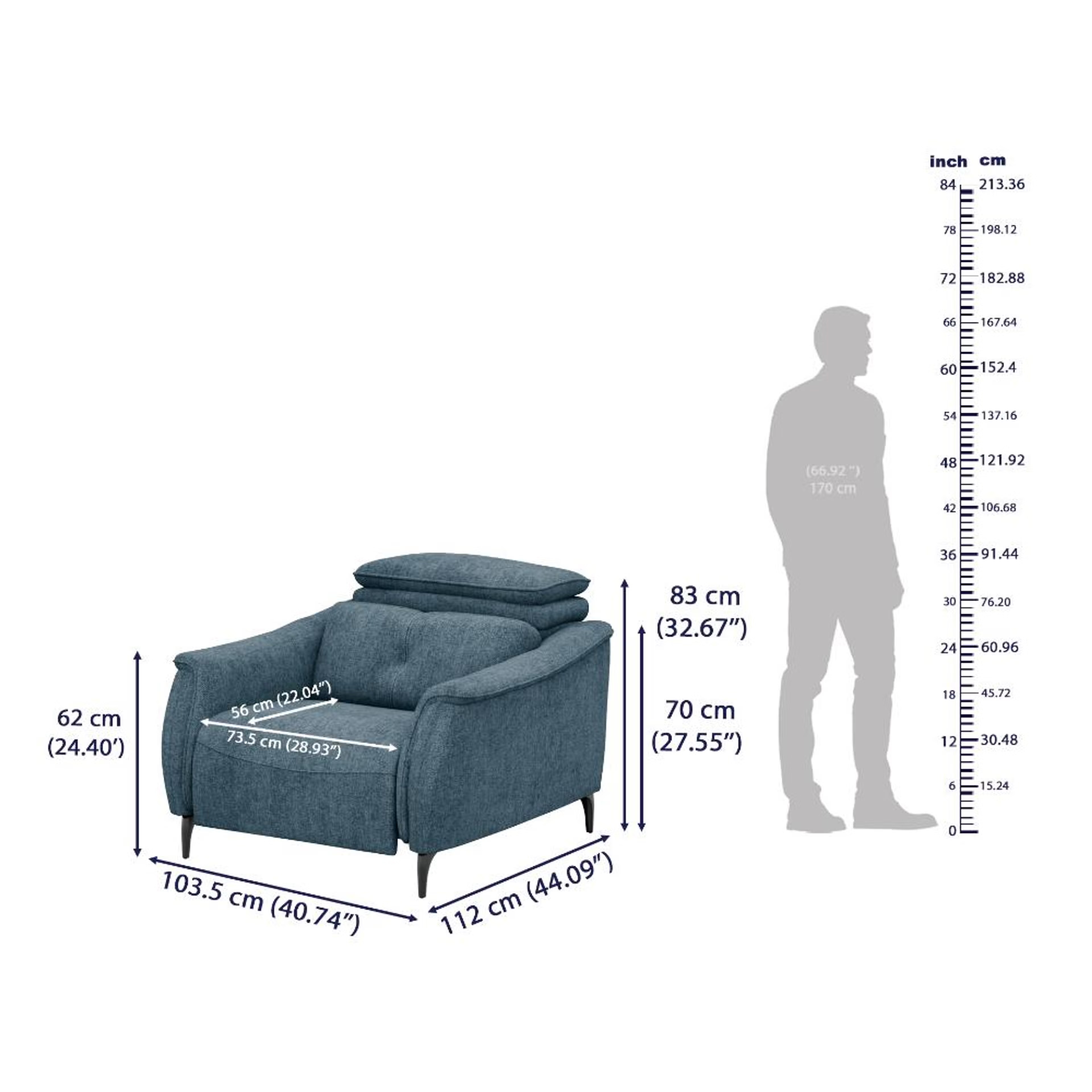 Wakefit Curacao Sofa Without Motion - Single Seater Regular, Without Motion, Single Seater, Blue 7 Wakefit Curacao Sofa Without Motion - Single Seater Regular, Without Motion, Single Seater, Blue