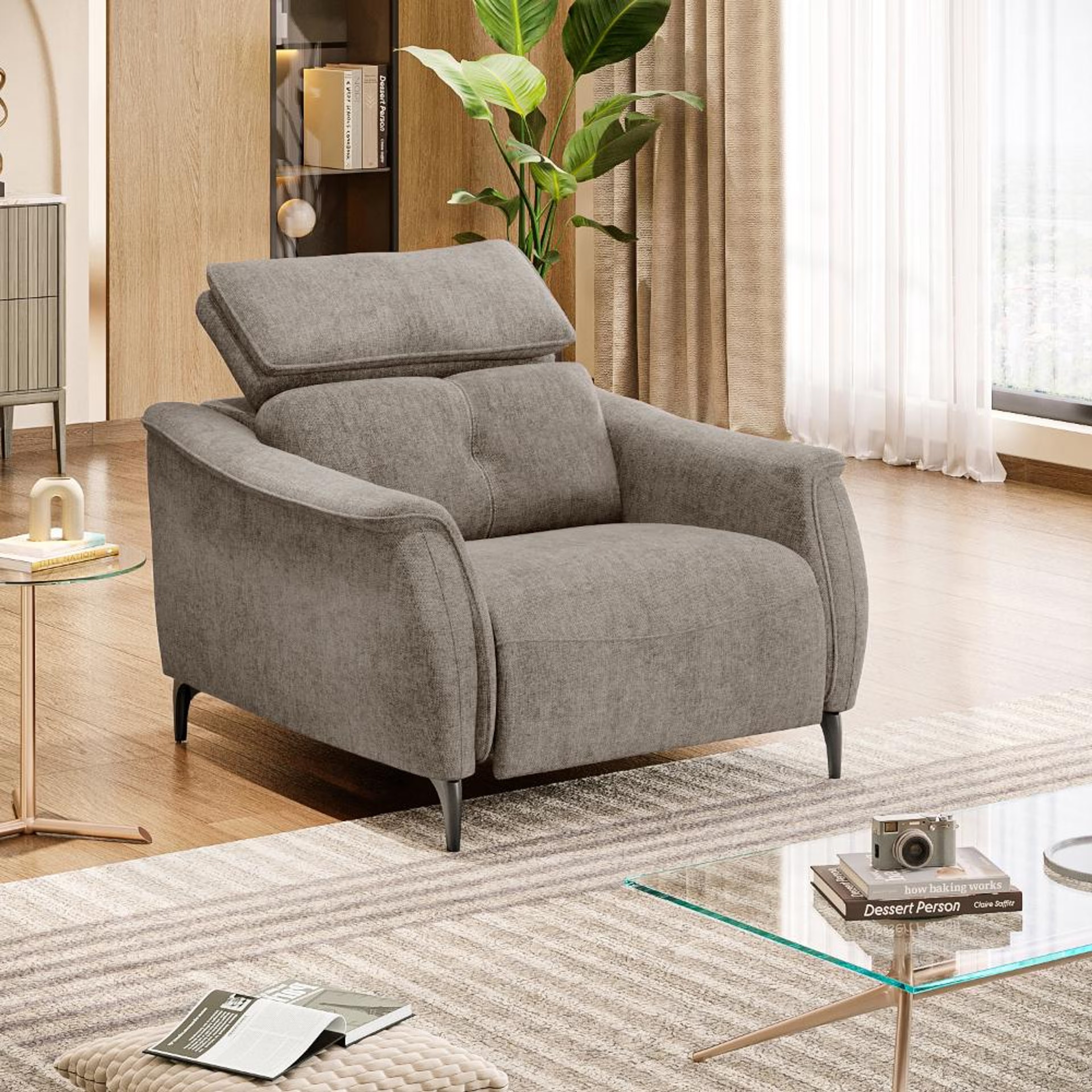 Wakefit Curacao Sofa Without Motion - Single Seater Regular, Without Motion, Single Seater, Taupe