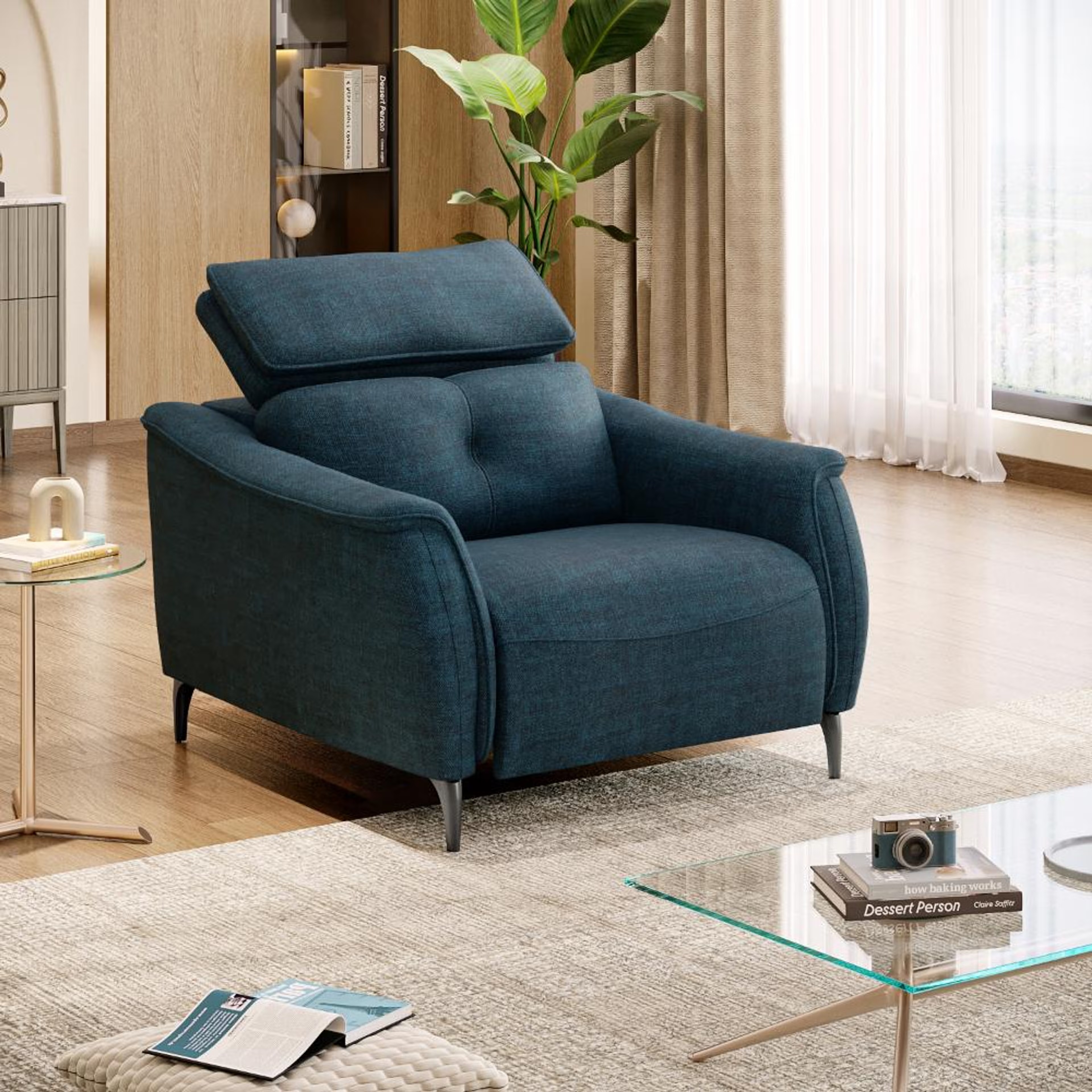 Wakefit Curacao Sofa Without Motion - Single Seater Regular, Without Motion, Single Seater, Deep Ocean