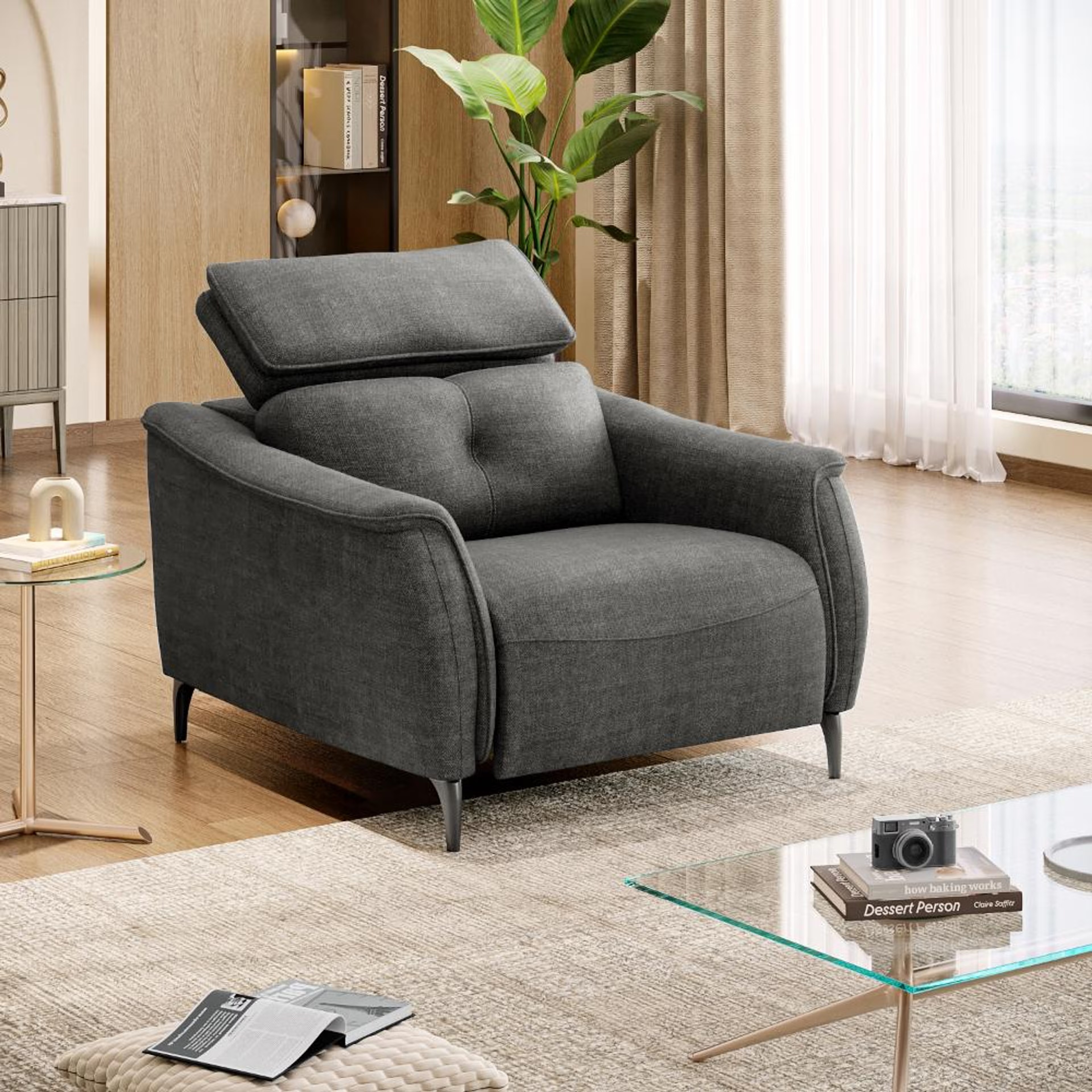 Home 38 Wakefit Curacao Sofa Without Motion - Single Seater Regular, Without Motion, Single Seater, Graphite