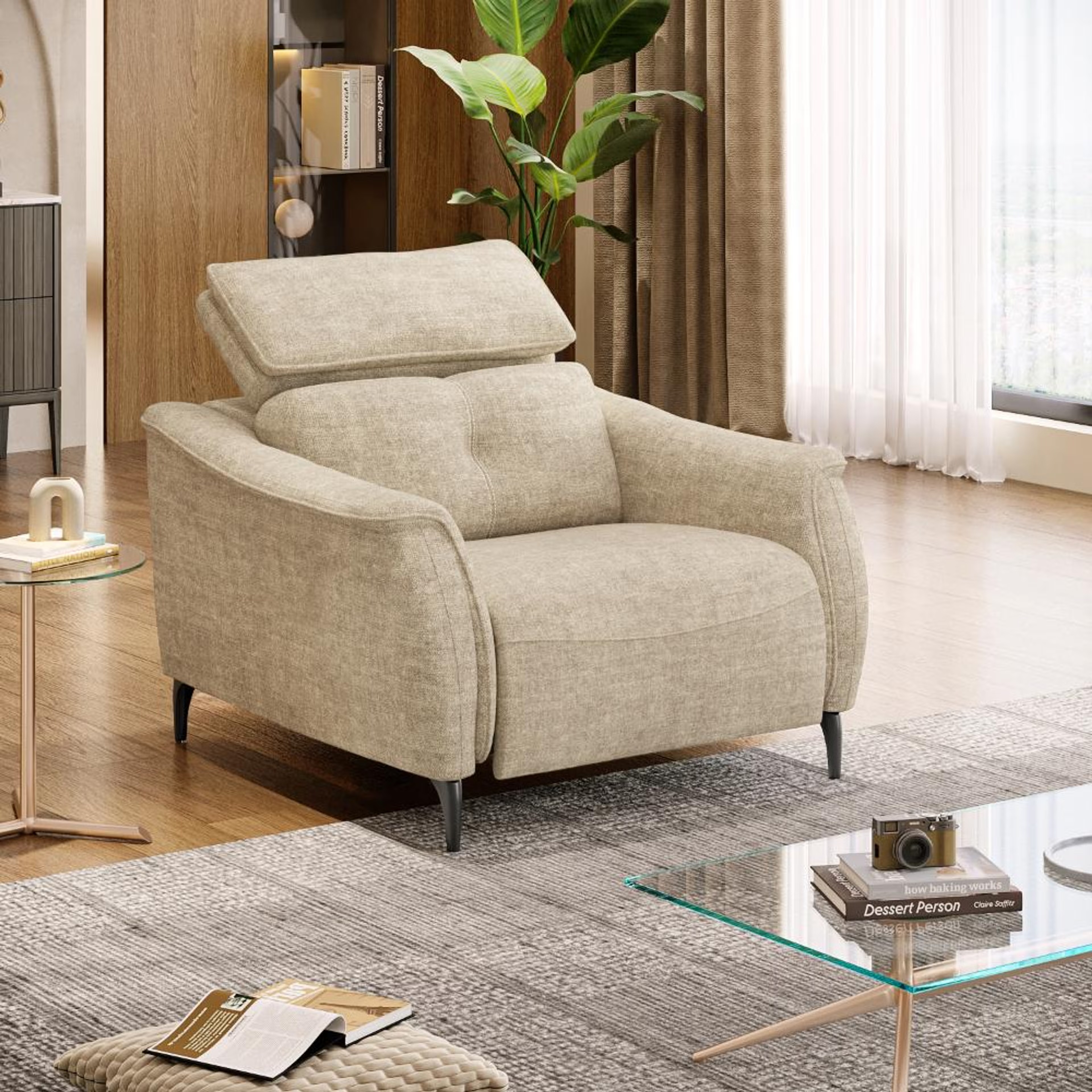 Wakefit Curacao Sofa Without Motion - Single Seater Regular, Without Motion, Single Seater, Beige