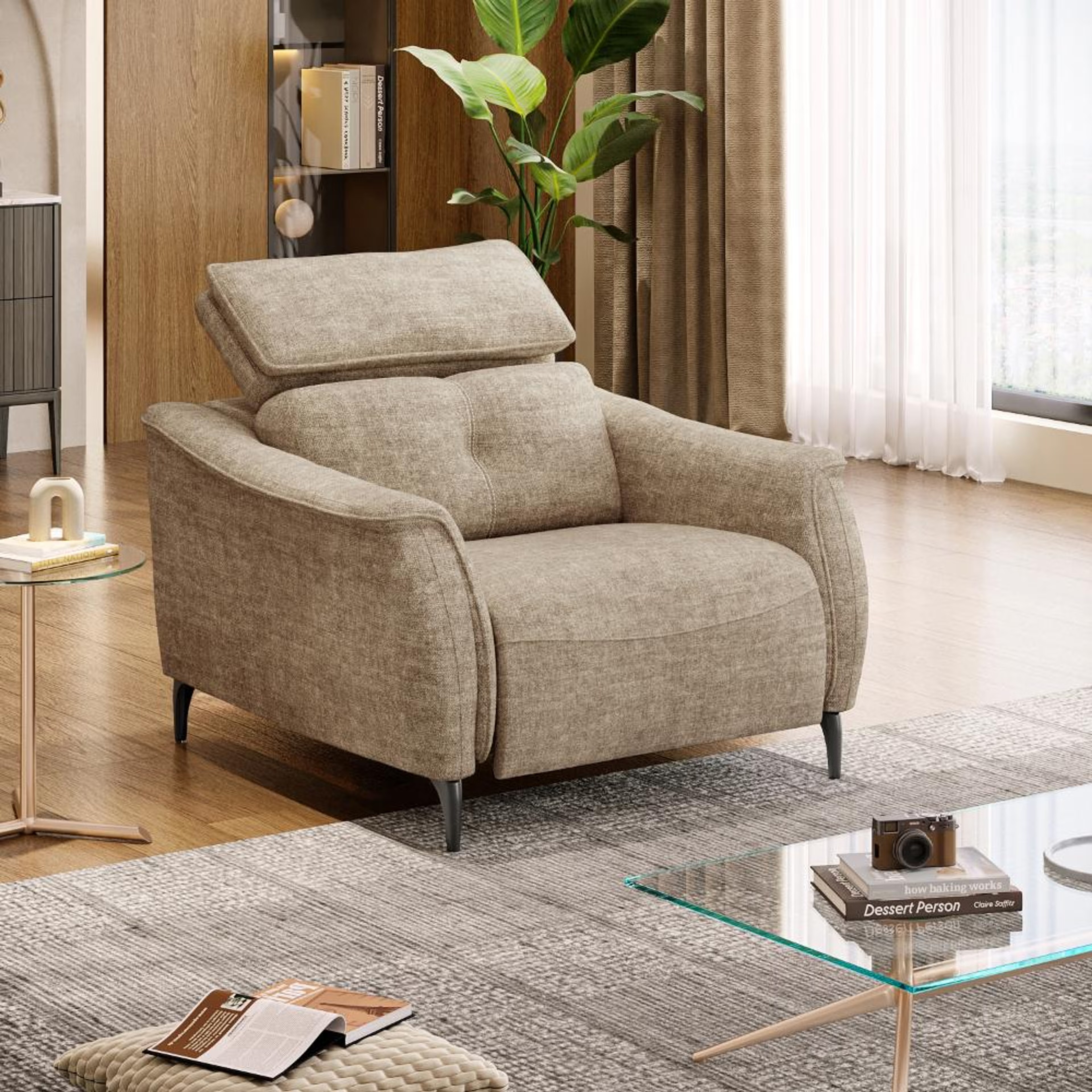 Home 44 Wakefit Curacao Sofa Without Motion - Single Seater Regular, Without Motion, Single Seater, Taupe