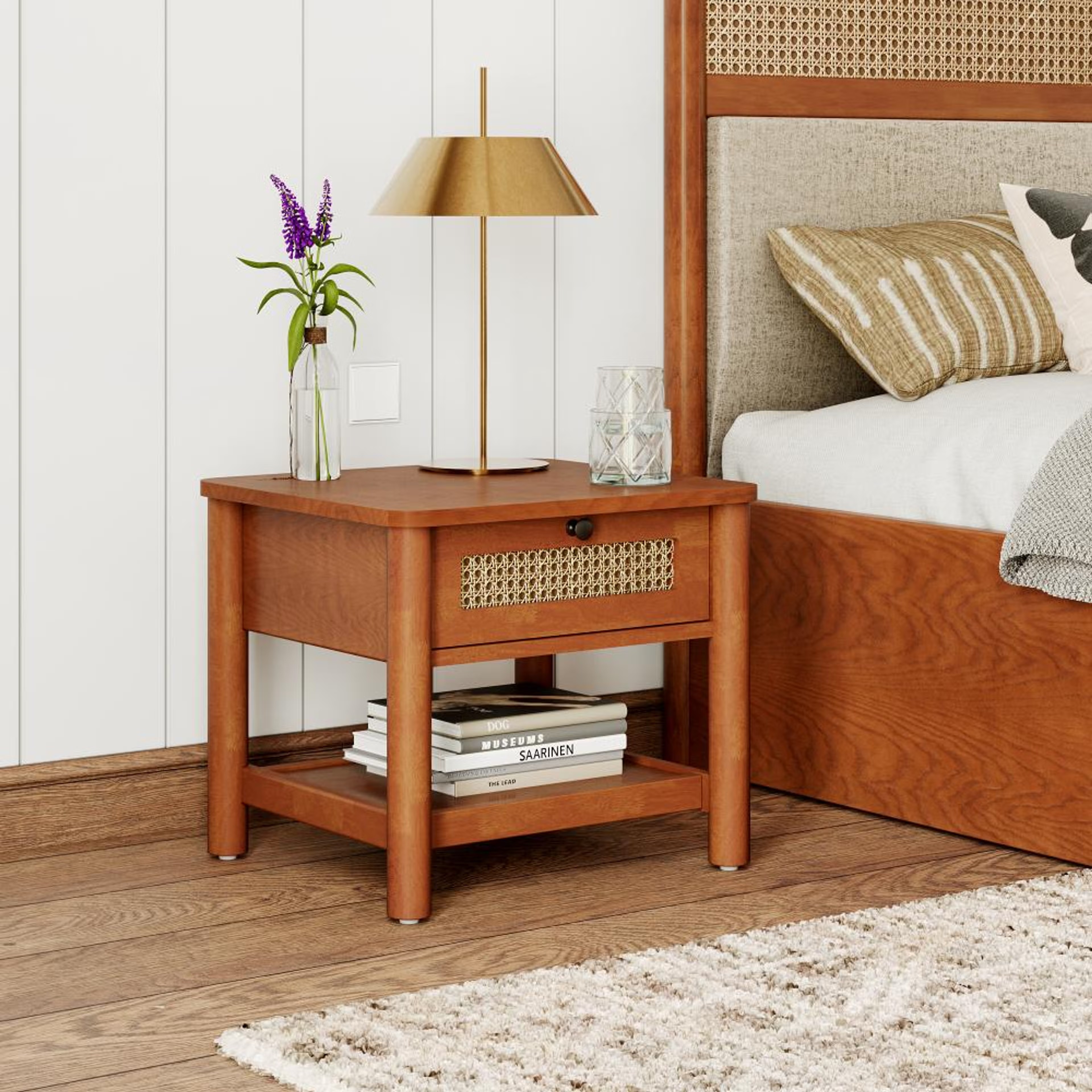 Wakefit Celestium Solid Wood Side Table Aurora Gold