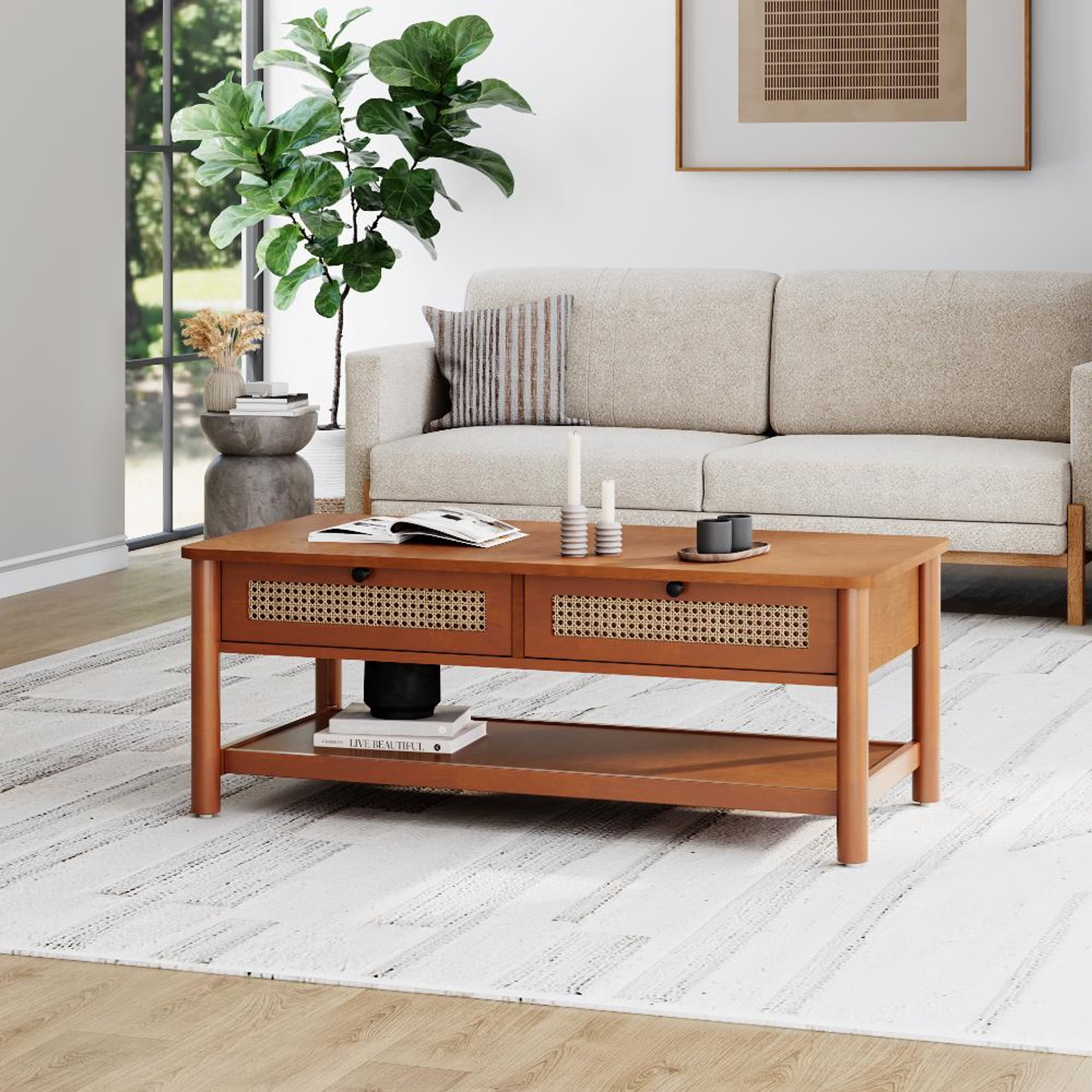 Wakefit Celestium Solid Wood Coffee Table Aurora Gold