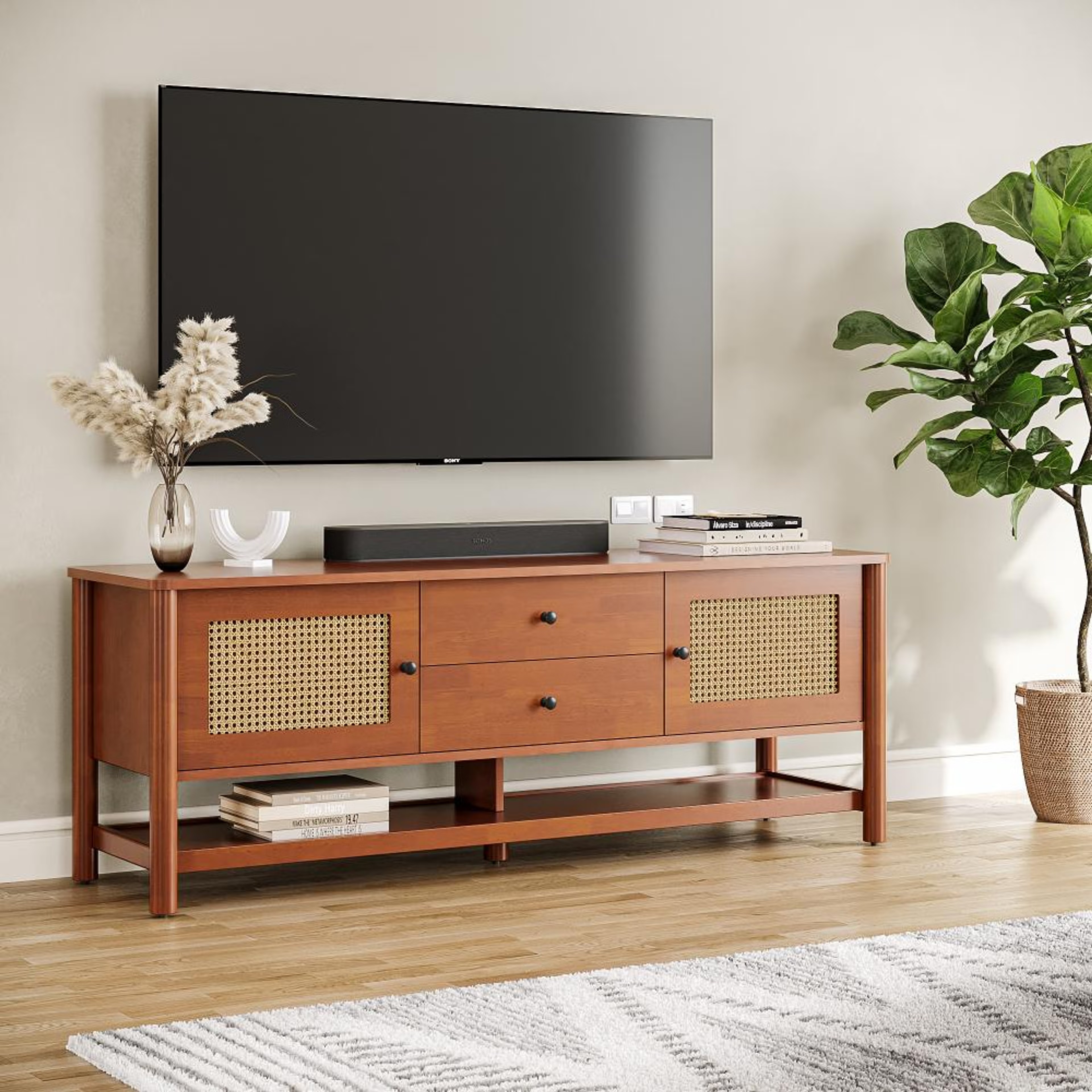 Wakefit Celestium Solid Wood TV Unit Aurora Gold
