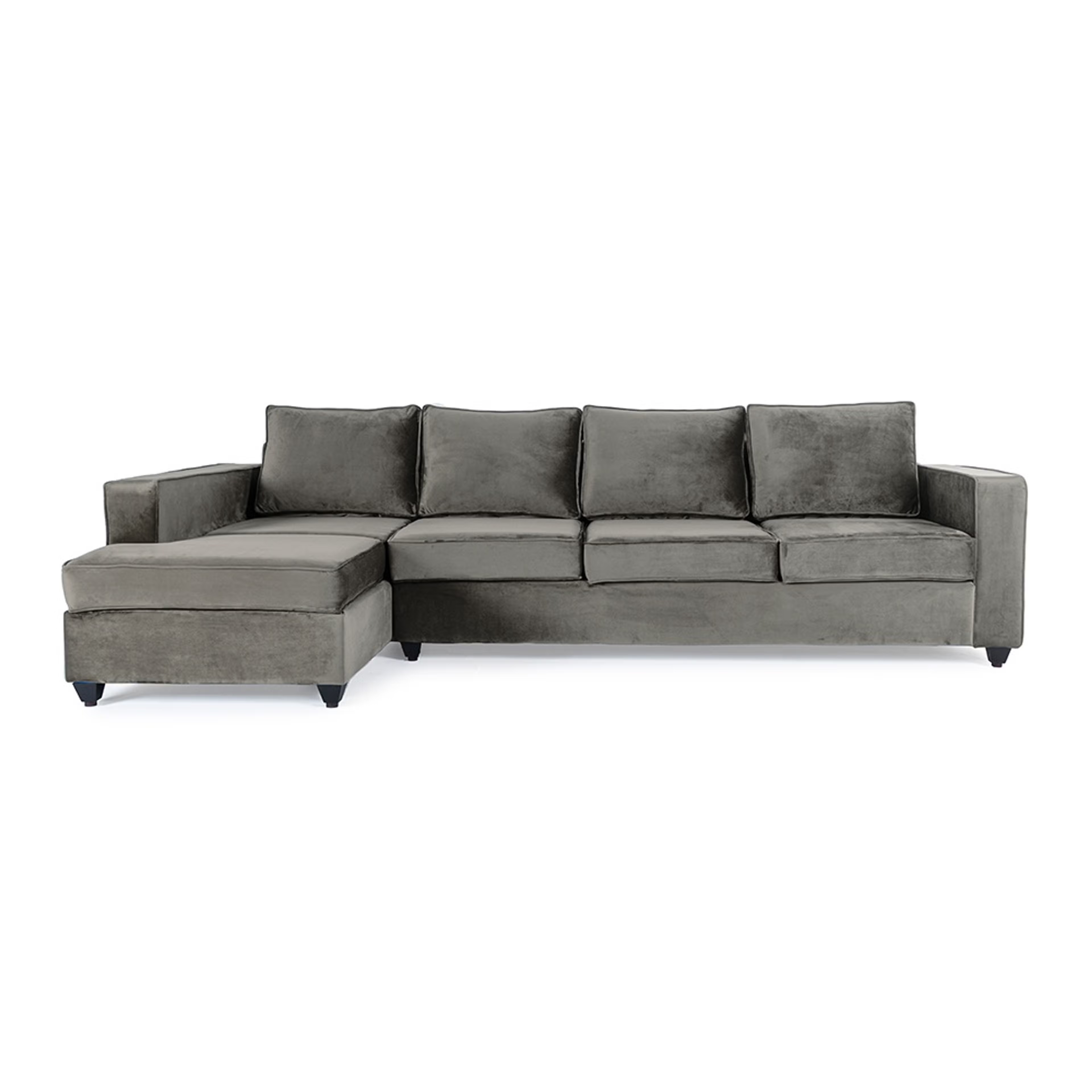 Wakefit Napper L Shape Sofa Set (3 Seater + Left Aligned Chaise) - Velvet Tuscan Tan Sectional, Without Storage, 3 + Left Aligned Chaise, Tuscan Tan