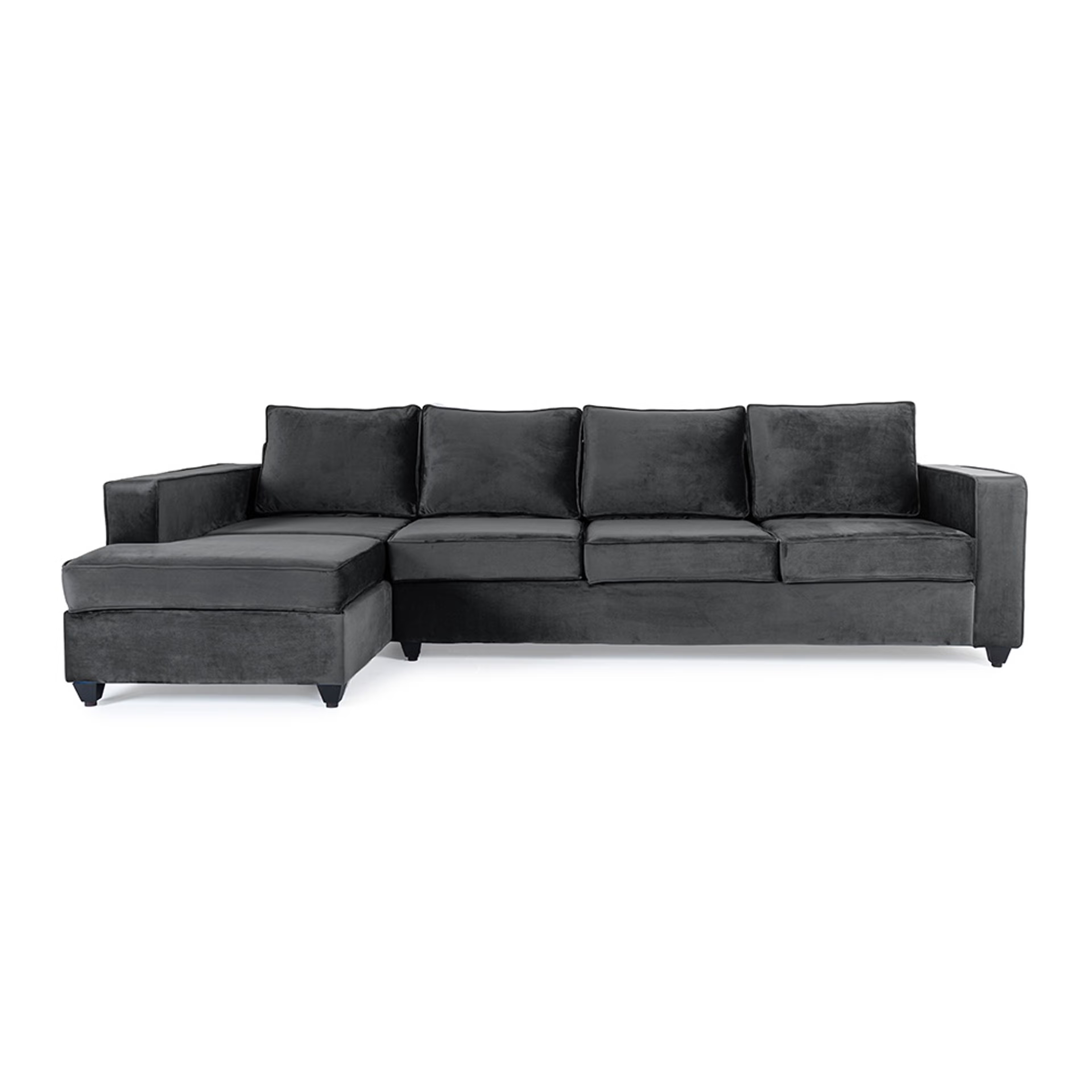 Wakefit Napper L Shape Sofa Set (3 Seater + Left Aligned Chaise) - Velvet Space Grey Sectional, Without Storage, 3 + Left Aligned Chaise, Space Grey