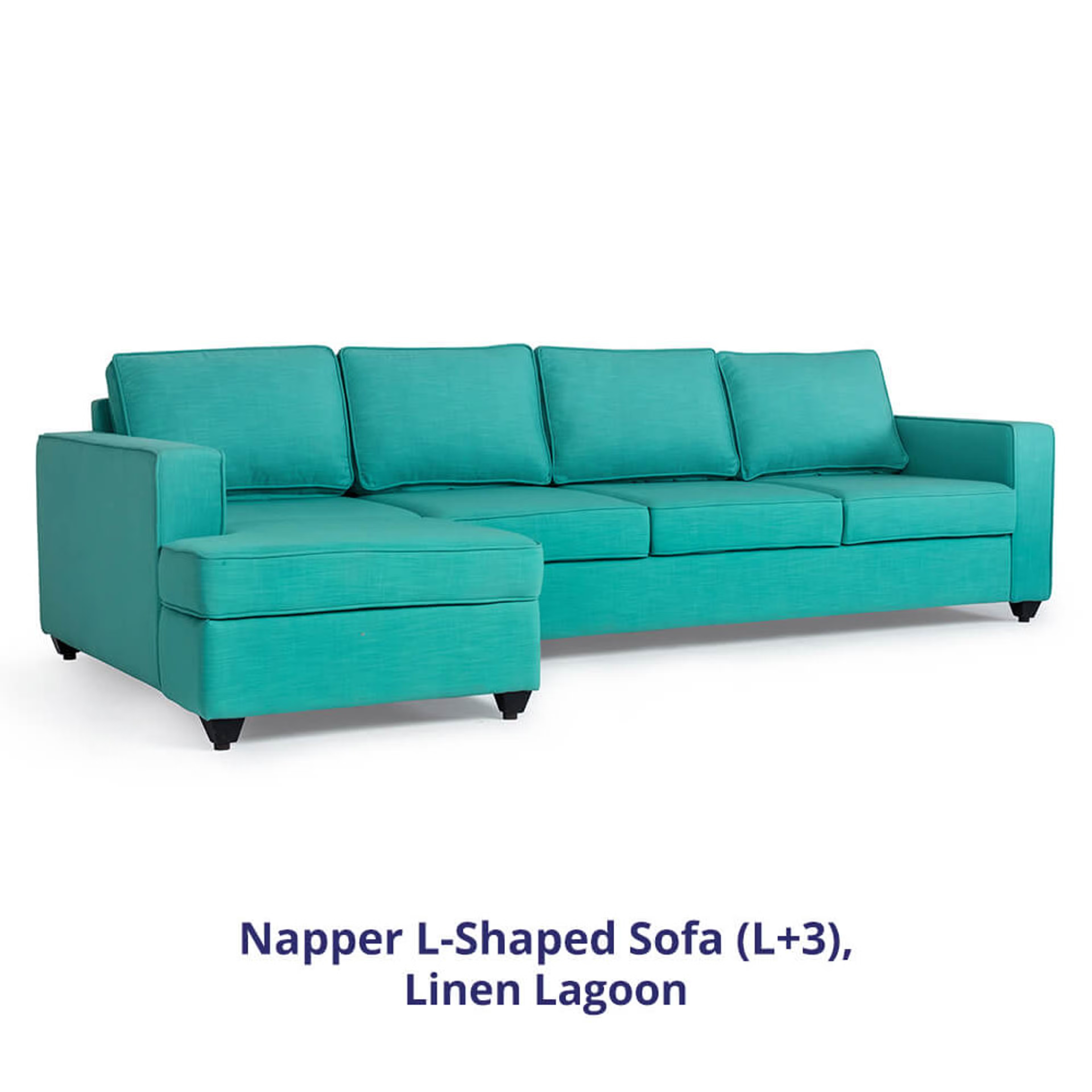 Wakefit Napper Sofa Sectional, Without Storage, 3 + Left Aligned Chaise, Lagoon