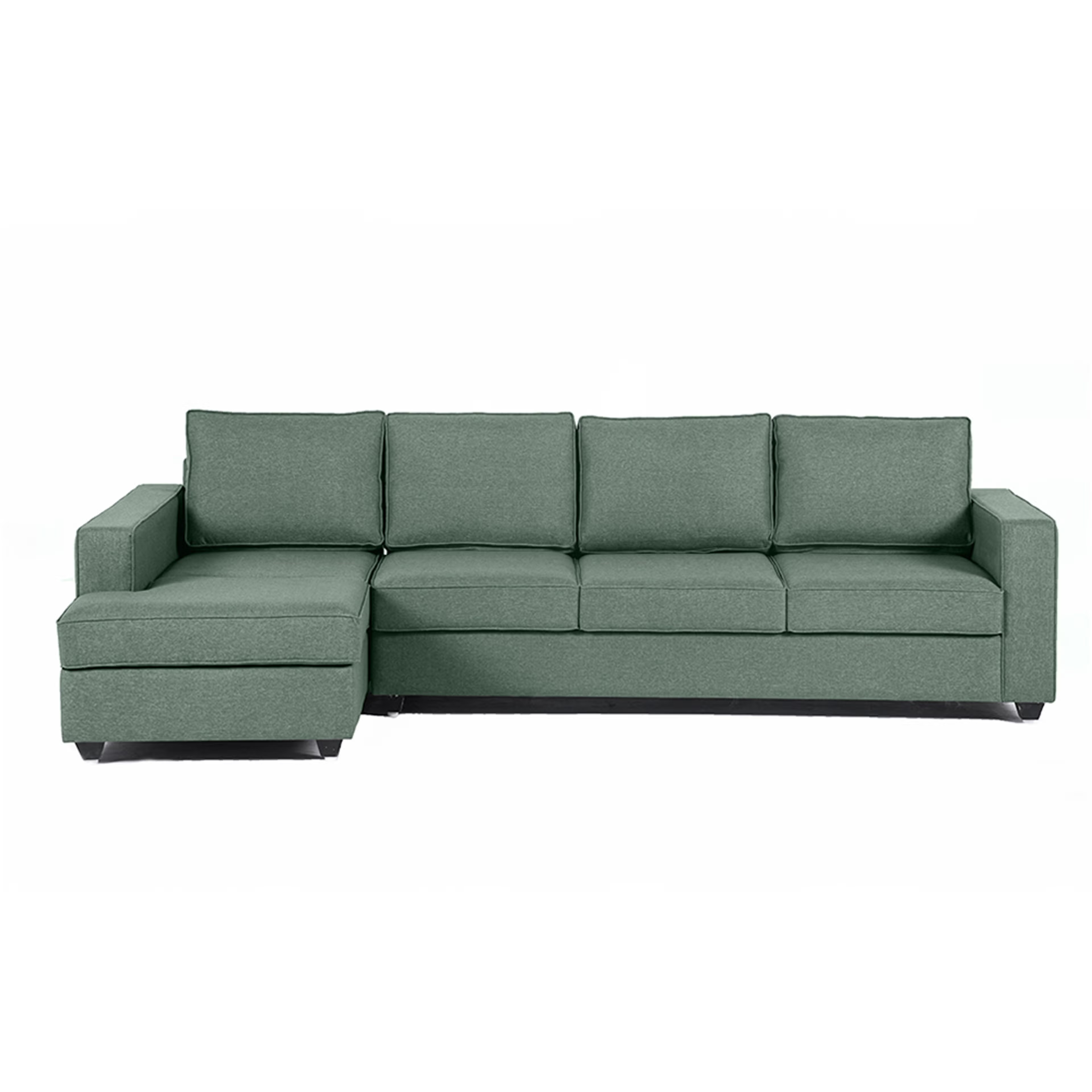 Wakefit Napper L Shape Sofa Set (3 Seater + Left Aligned Chaise) Omega Green Sectional, Without Storage, 3 + Left Aligned Chaise, Omega Green