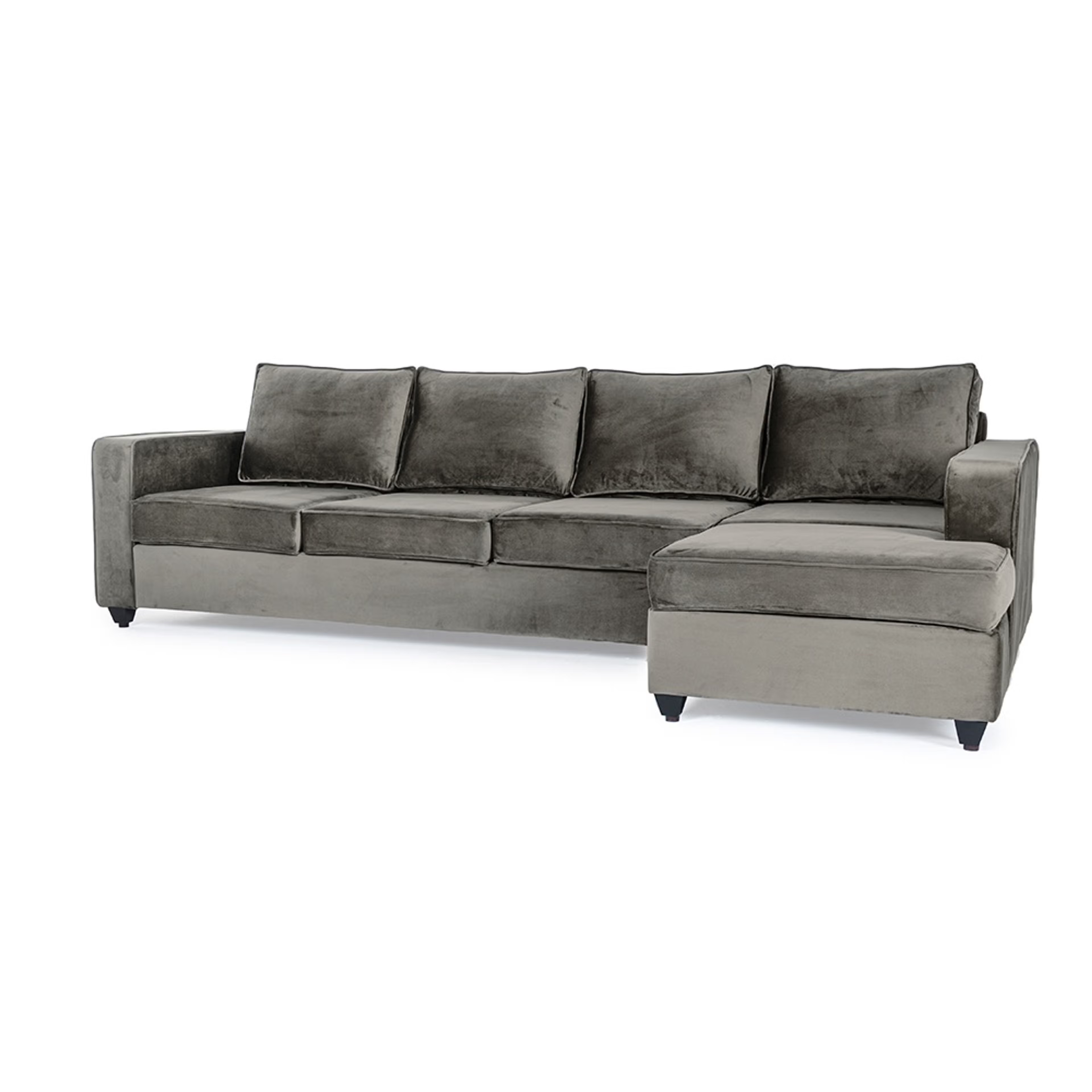 Wakefit Napper L Shape Sofa Set (3 Seater + Right Aligned Chaise) -Velvet Tuscan Tan Sectional, Without Storage, 3 + Right Aligned Chaise, Tuscan Tan