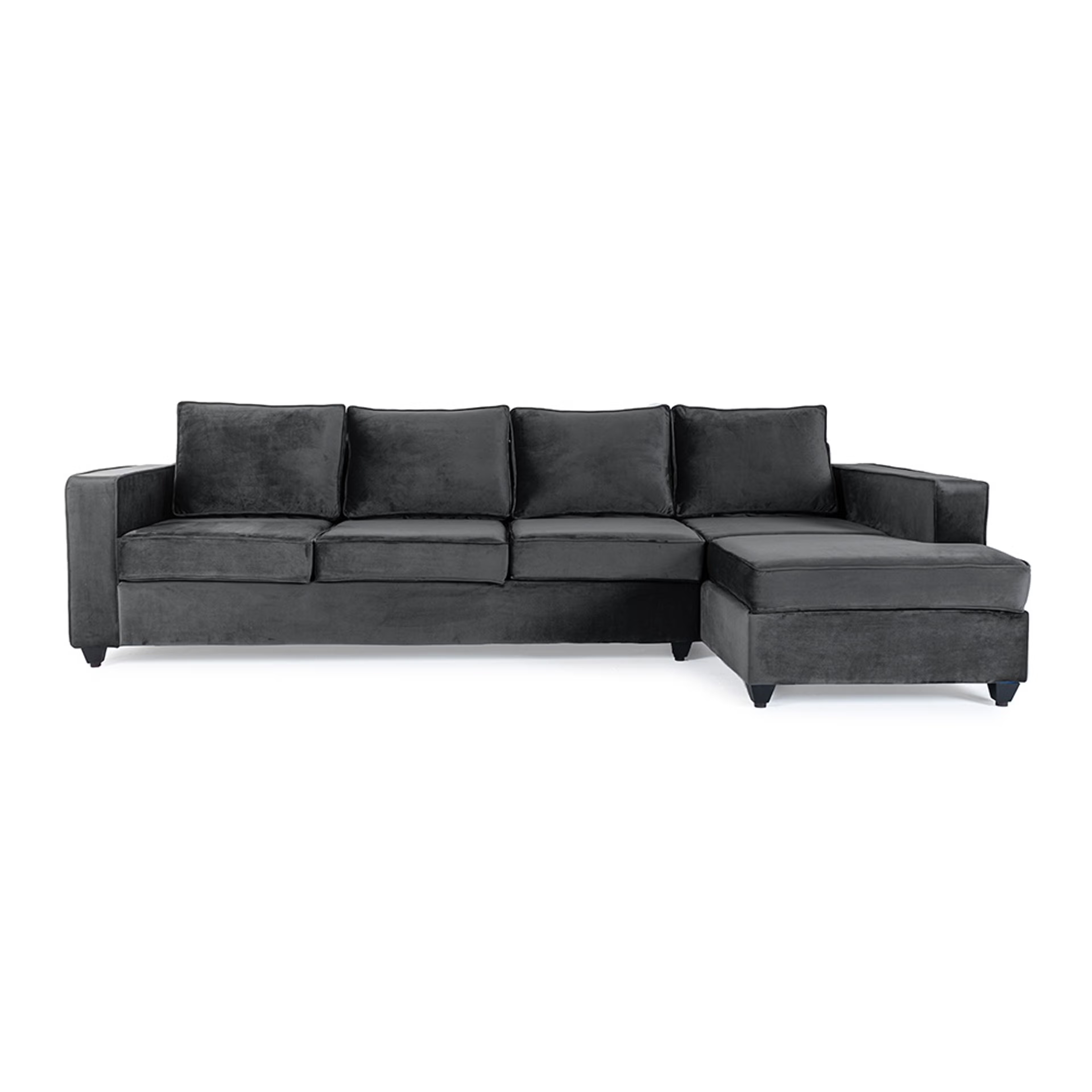 Wakefit Napper L Shape Sofa Set (3 Seater + Right Aligned Chaise) - Velvet Space Grey Sectional, Without Storage, 3 + Right Aligned Chaise, Space Grey