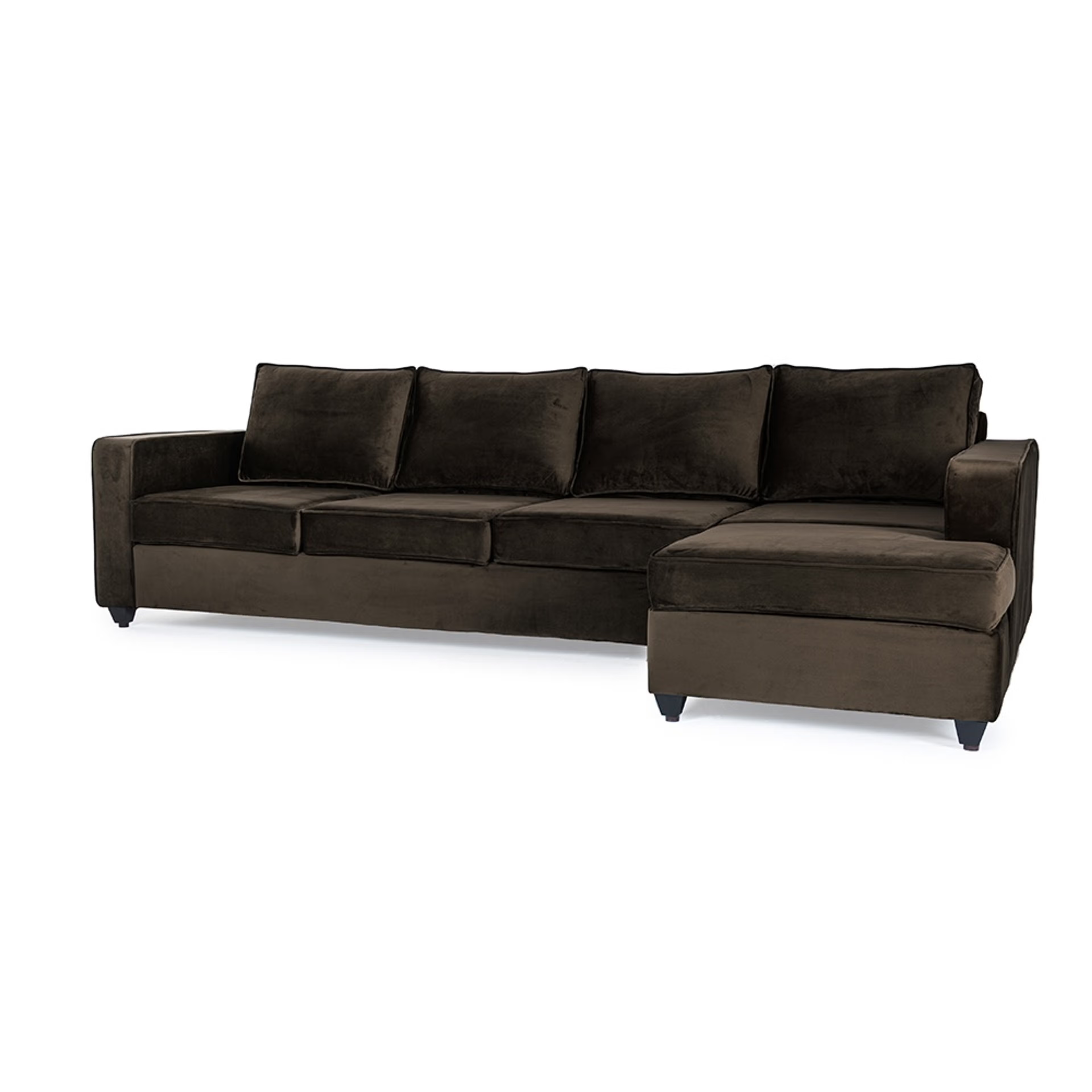 Wakefit Napper L Shape Sofa Set (3 Seater + Right Aligned Chaise) - Velvet Stone Sectional, Without Storage, 3 + Right Aligned Chaise, Stone