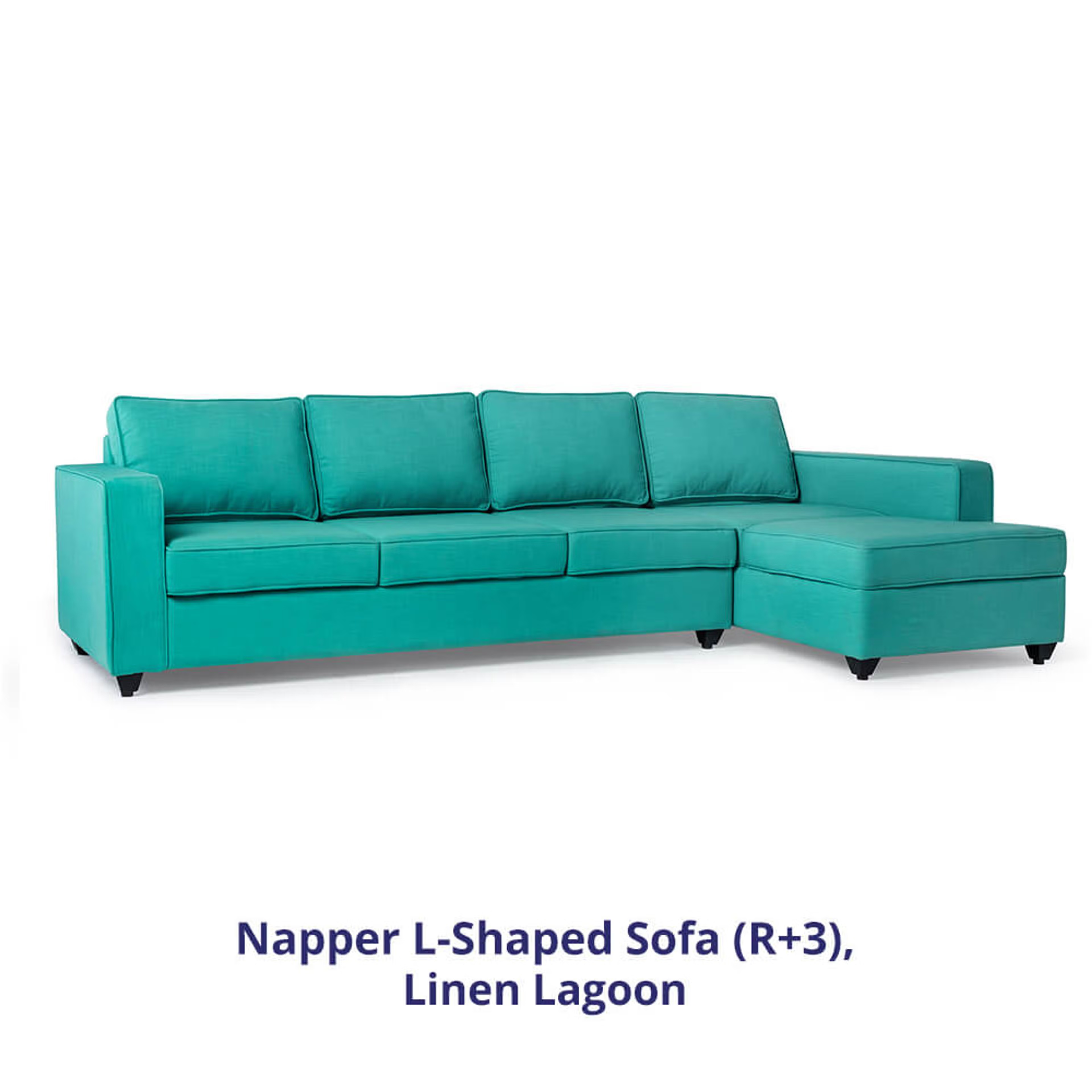 Wakefit Napper Sofa Sectional, Without Storage, 3 + Right Aligned Chaise, Lagoon