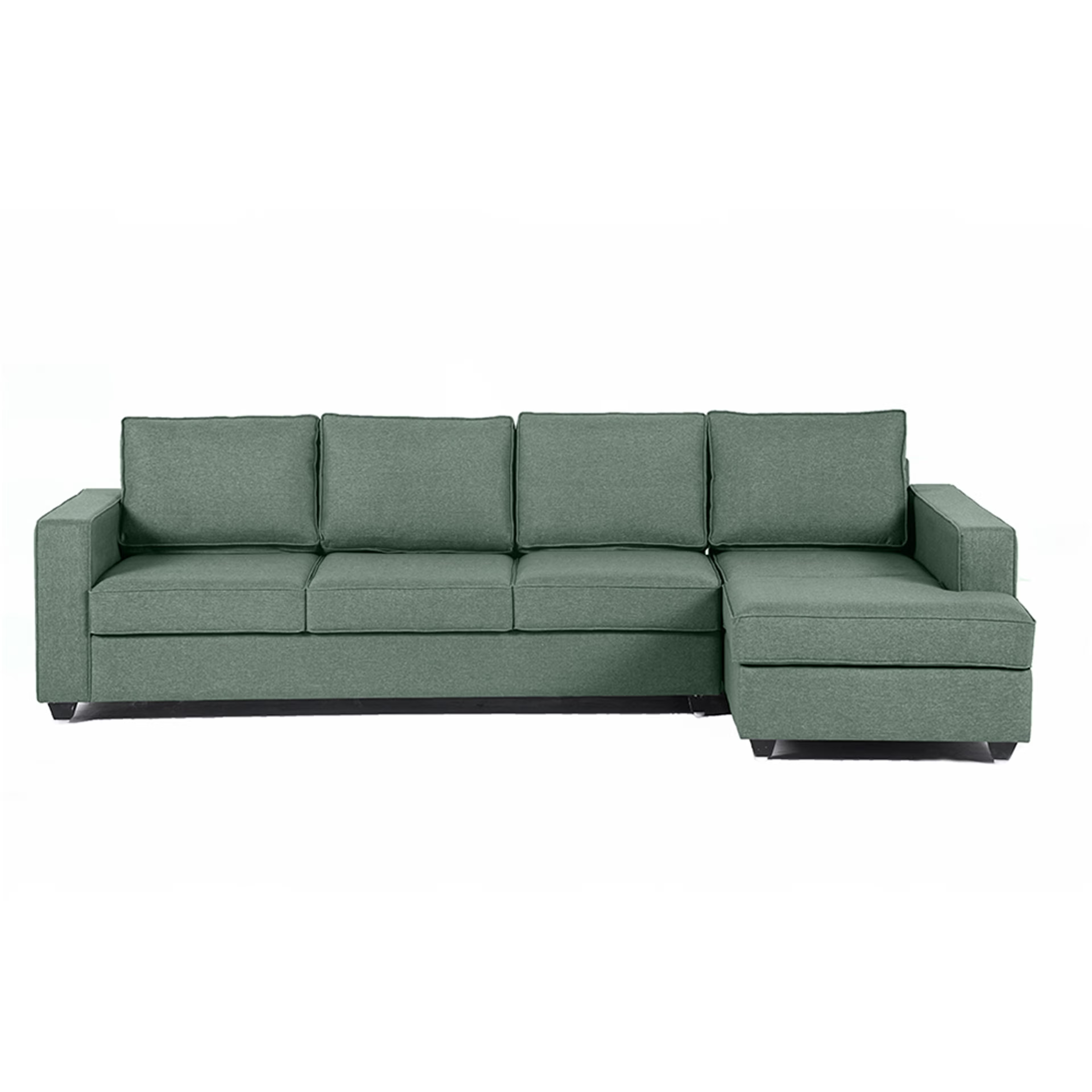 Wakefit Napper L Shape Sofa Set (3 Seater + Right Aligned Chaise) Omega Green Sectional, Without Storage, 3 + Right Aligned Chaise, Omega Green