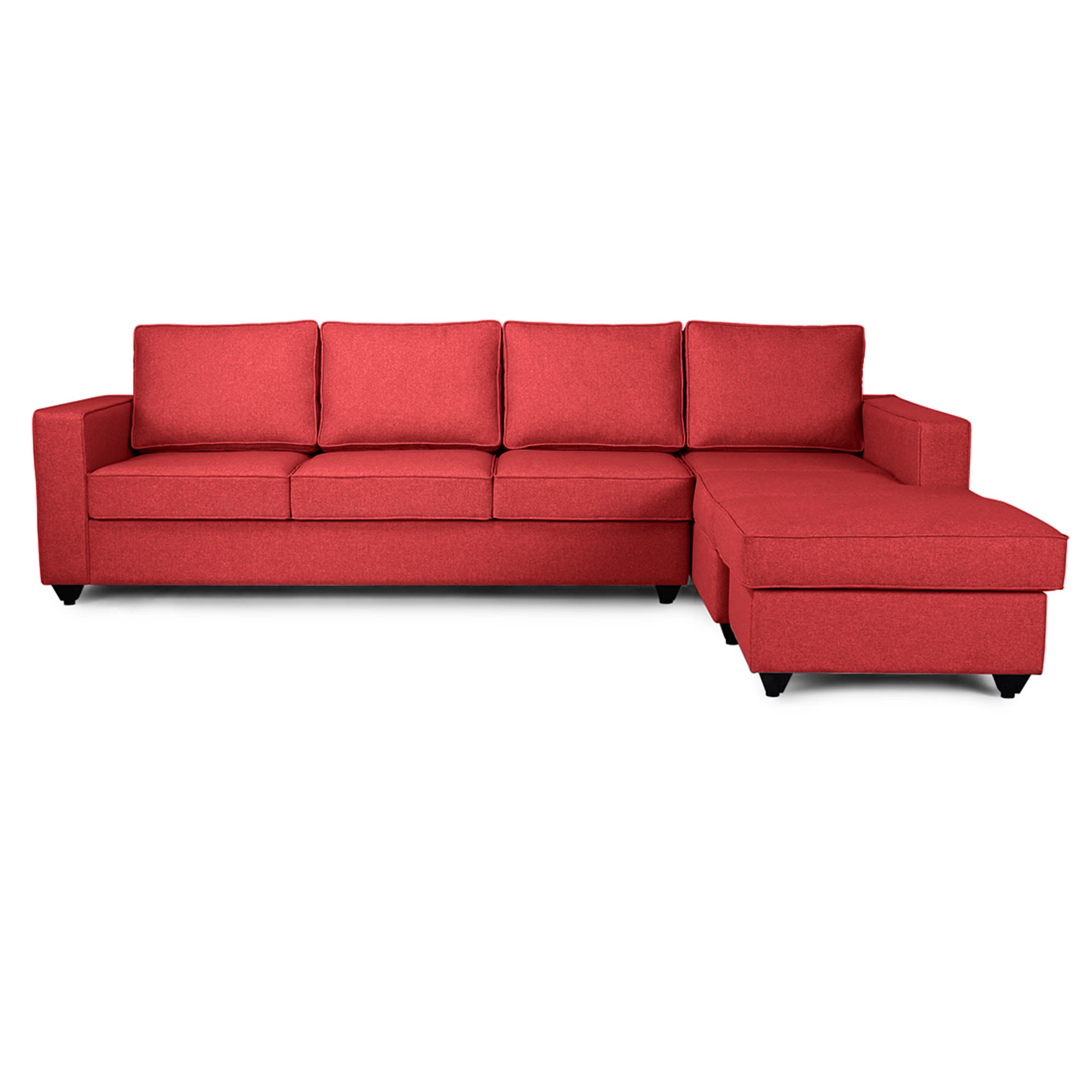 Wakefit Napper L Shape Sofa Set (3 Seater + Right Aligned Chaise) Omega Red Sectional, Without Storage, 3 + Right Aligned Chaise, Omega Red