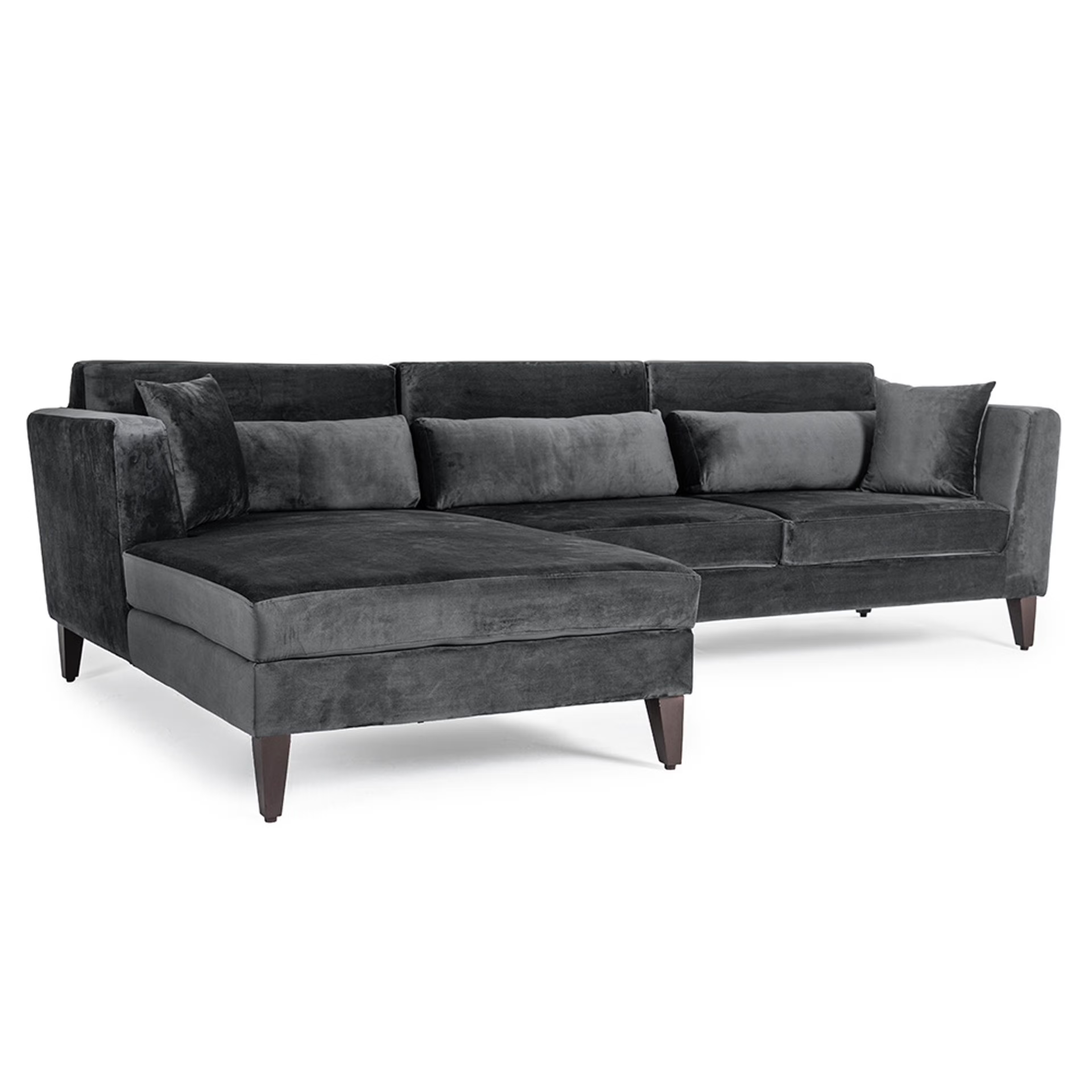 Wakefit SnoozePro L Shape Sofa Set (3 Seater + Left Aligned Chaise) - Velvet Space Grey Sectional, Set (3 Seater + Left Aligned Chaise), Space Grey