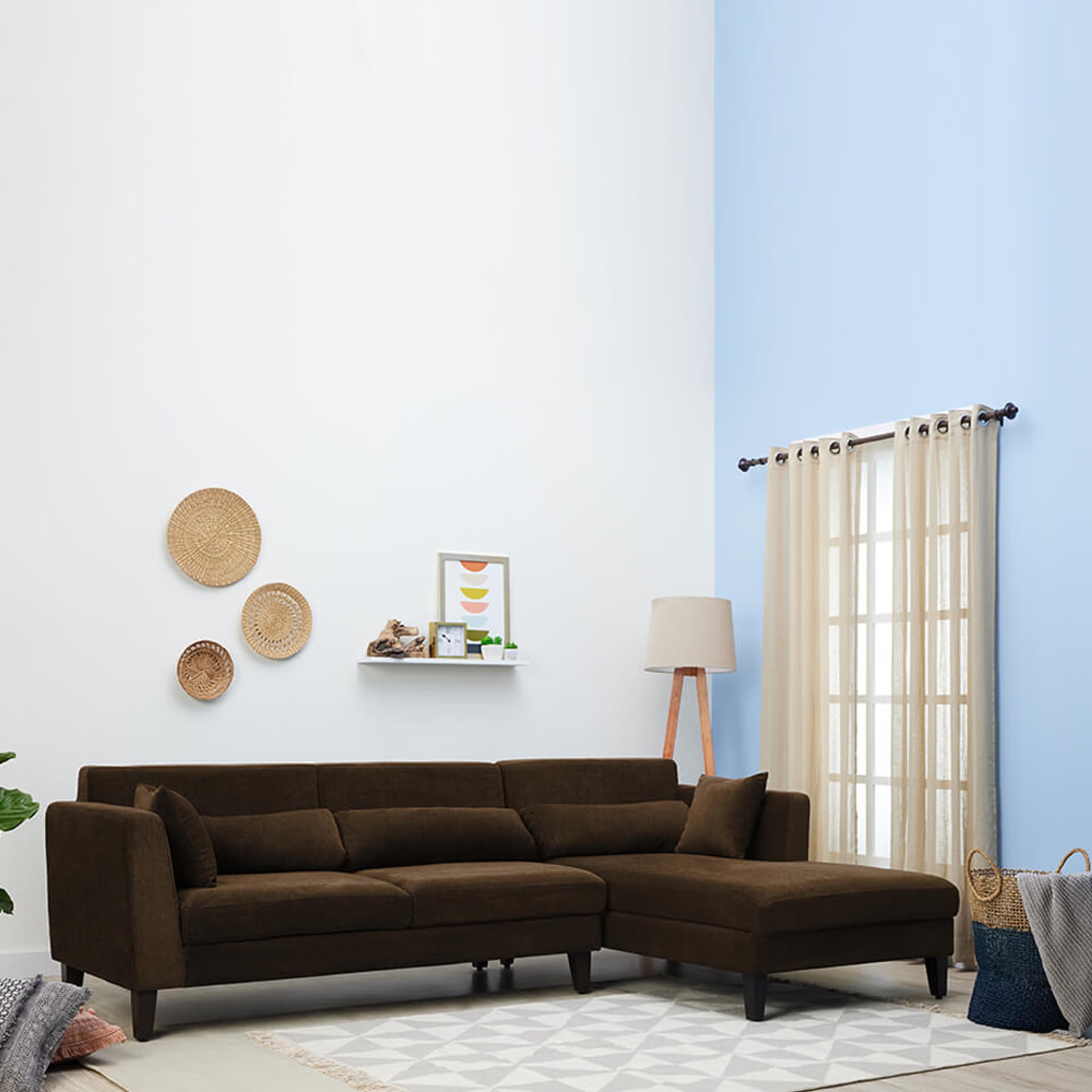 Wakefit SnoozePro Sofa Set Sectional, Set (3 Seater + Right Aligned Chaise), Dark Earth