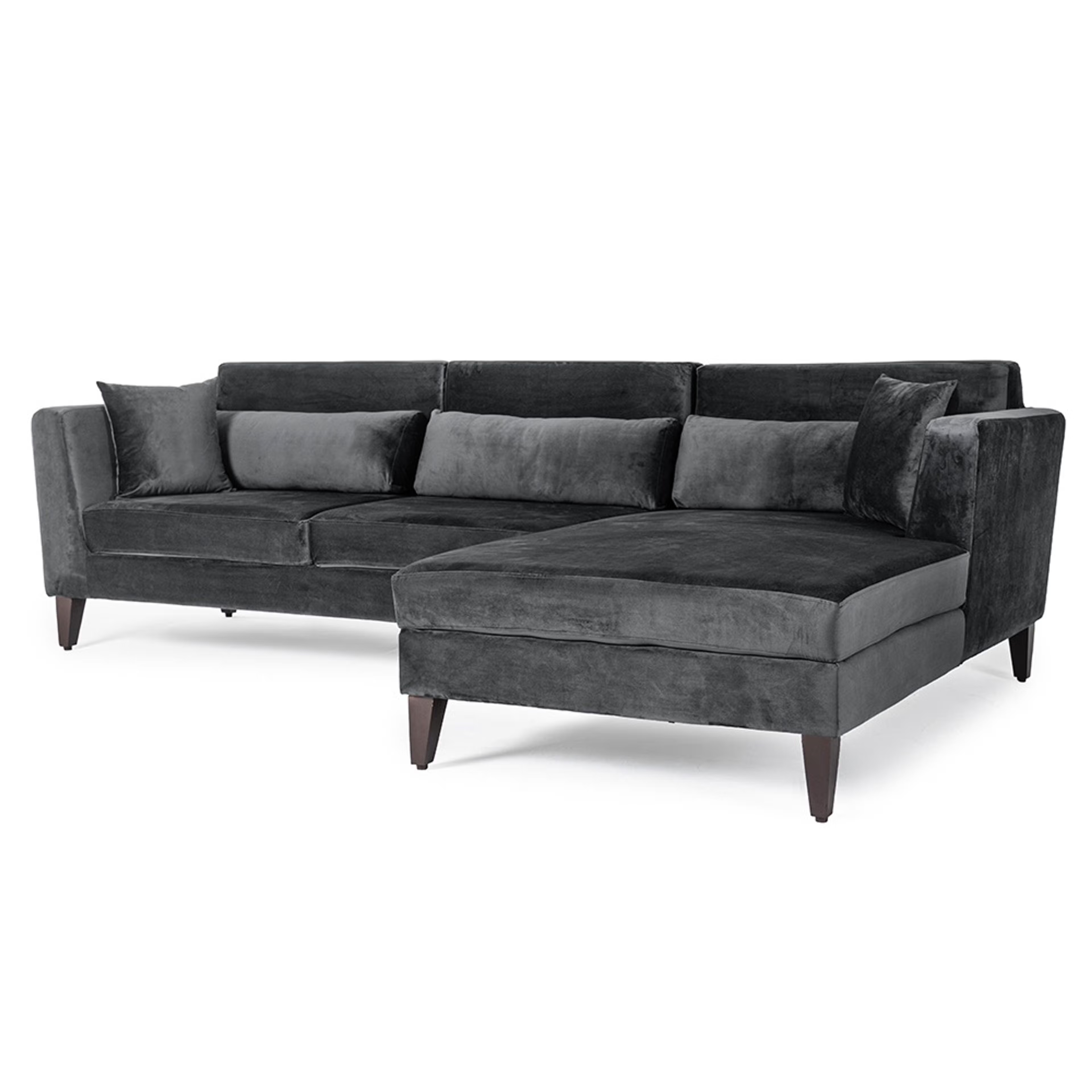 Wakefit SnoozePro L Shape Sofa Set (3 Seater + Right Aligned Chaise) - Velvet Space Grey Sectional, Set (3 Seater + Right Aligned Chaise), Space Grey
