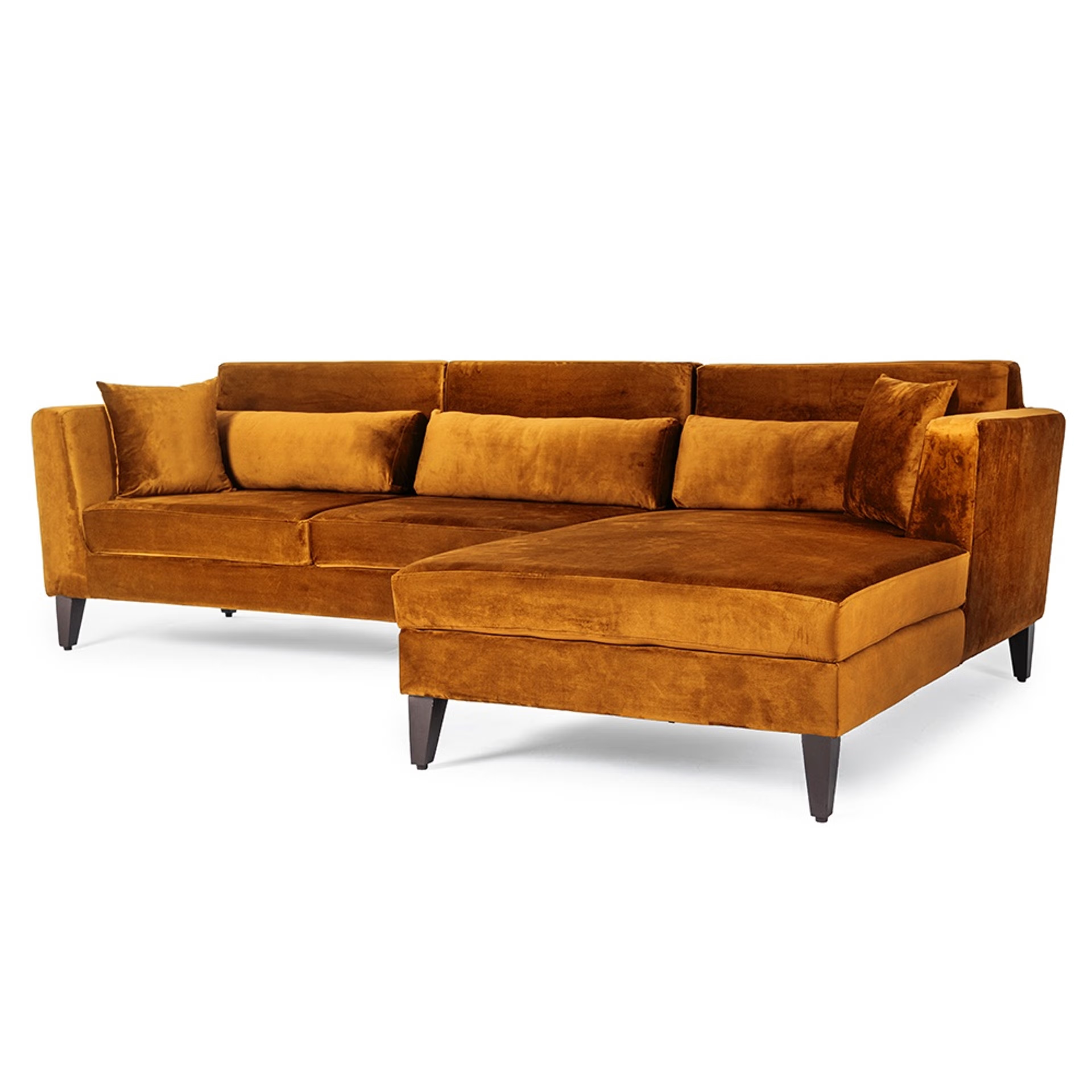 Wakefit SnoozePro L Shape Sofa Set (3 Seater + Right Aligned Chaise) - Velvet Amber Sectional, Set (3 Seater + Right Aligned Chaise), Amber