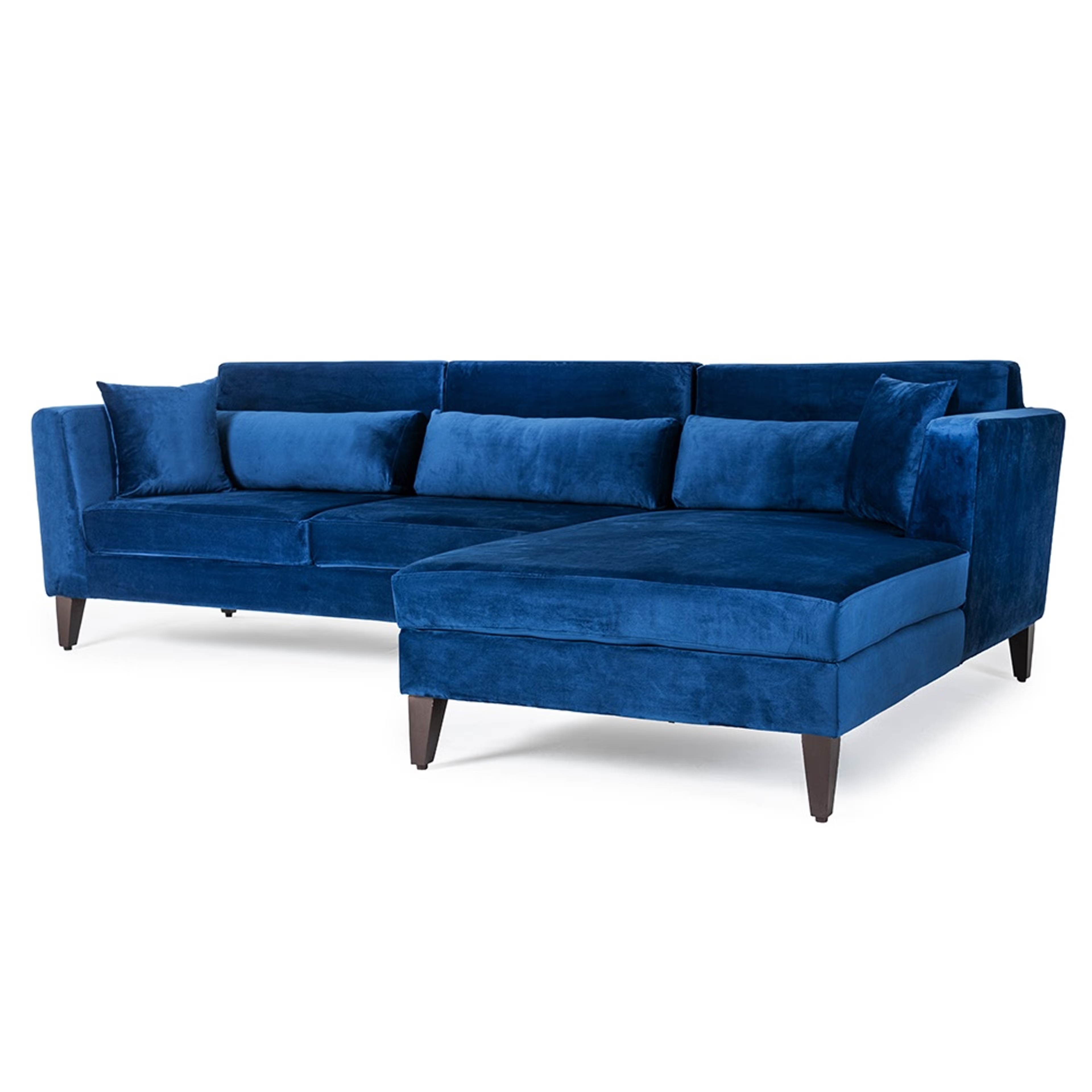 Wakefit SnoozePro L Shape Sofa Set (3 Seater + Right Aligned Chaise) - Velvet Blue Sectional, Set (3 Seater + Right Aligned Chaise), Blue