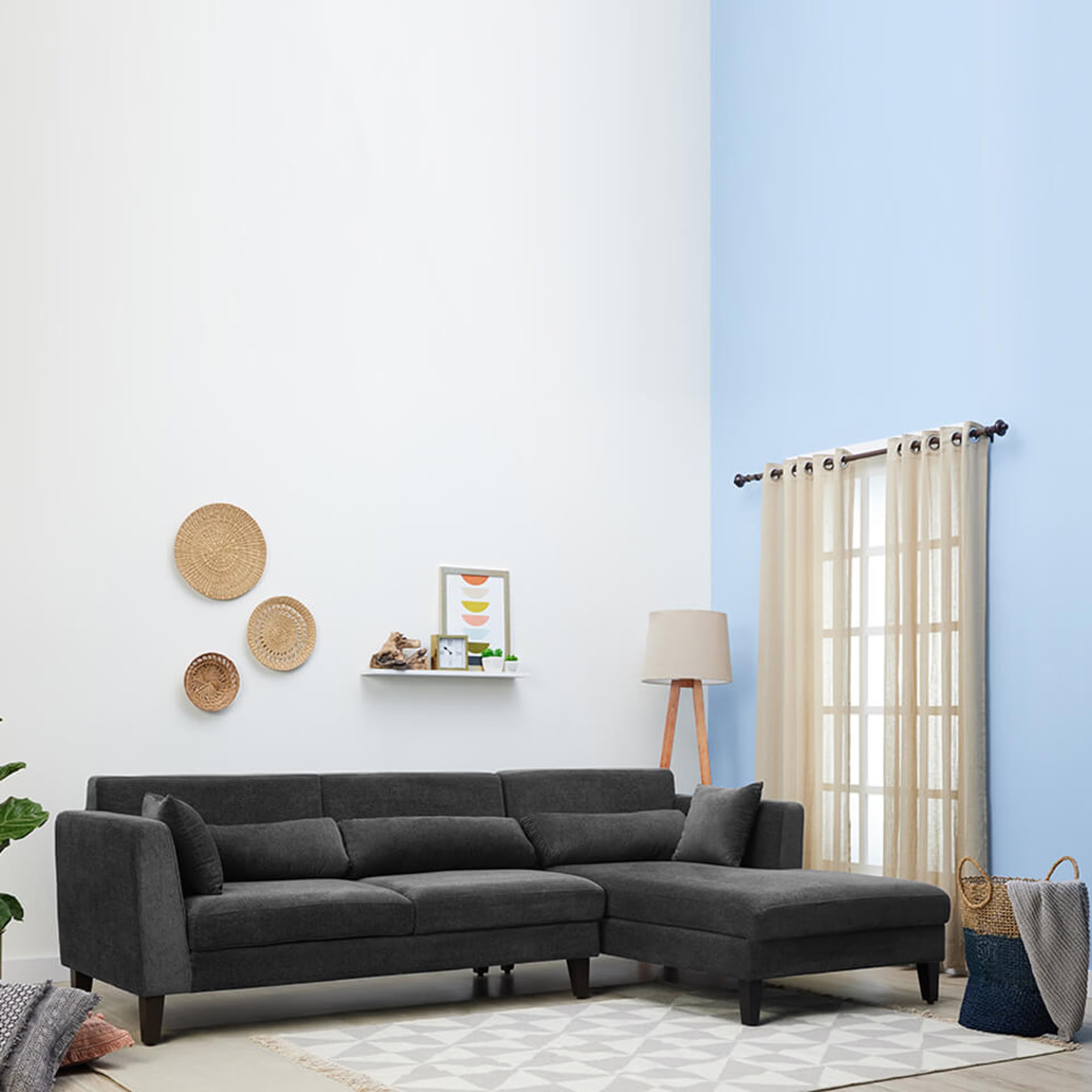 Wakefit SnoozePro Sofa Set Sectional, Set (3 Seater + Right Aligned Chaise), Smoke Grey