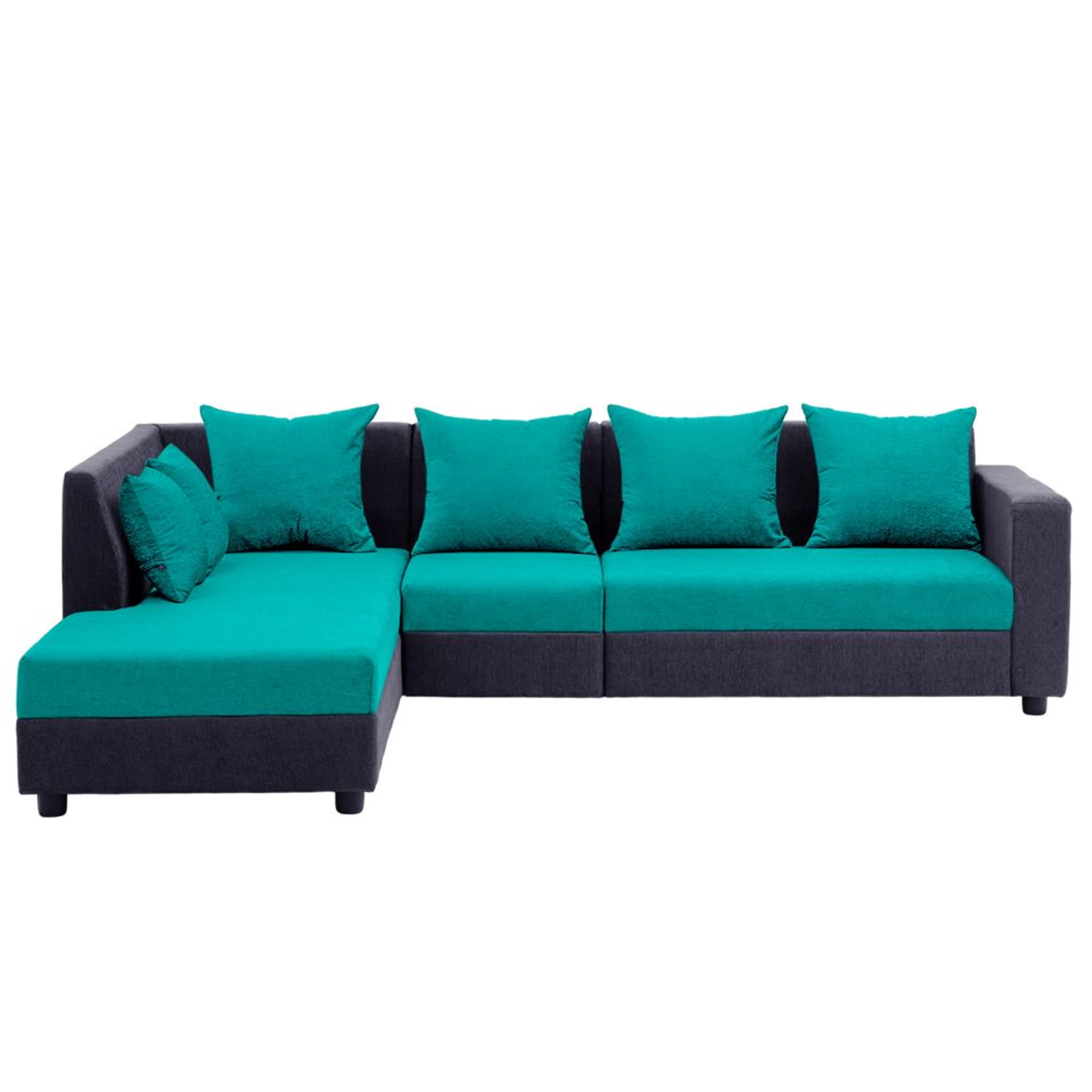 Wakefit Skiver L Shape 6 Seater Sofa Set (3 Seater + Left Aligned Chaise) Sectional, Set (3 Seater + Left Aligned Chaise), Purple Grey & Sky Green