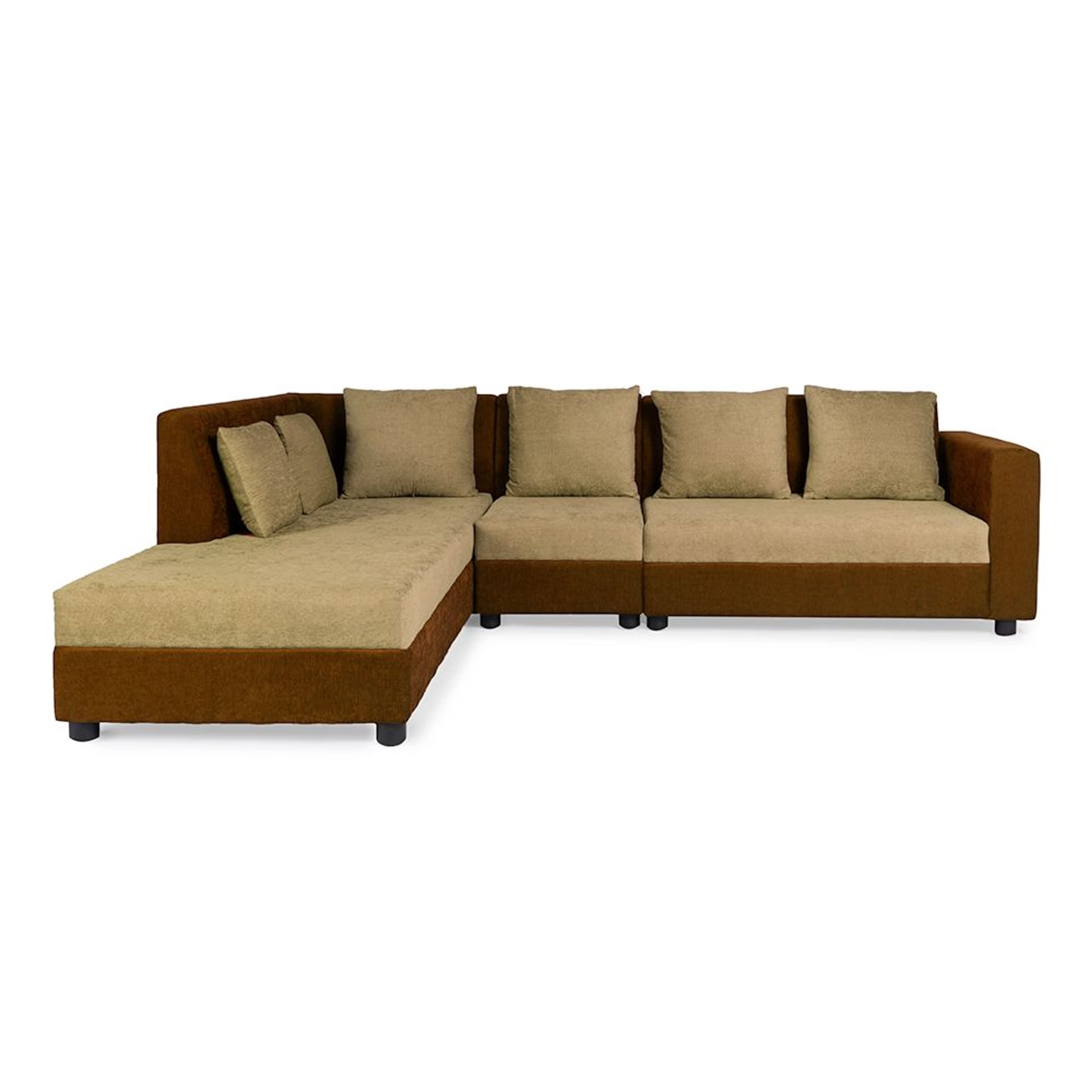Home 27 Wakefit Skiver L Shape 6 Seater Sofa Set (3 Seater + Left Aligned Chaise) Sectional, Set (3 Seater + Left Aligned Chaise), Toffee Brown & Amphora Brown