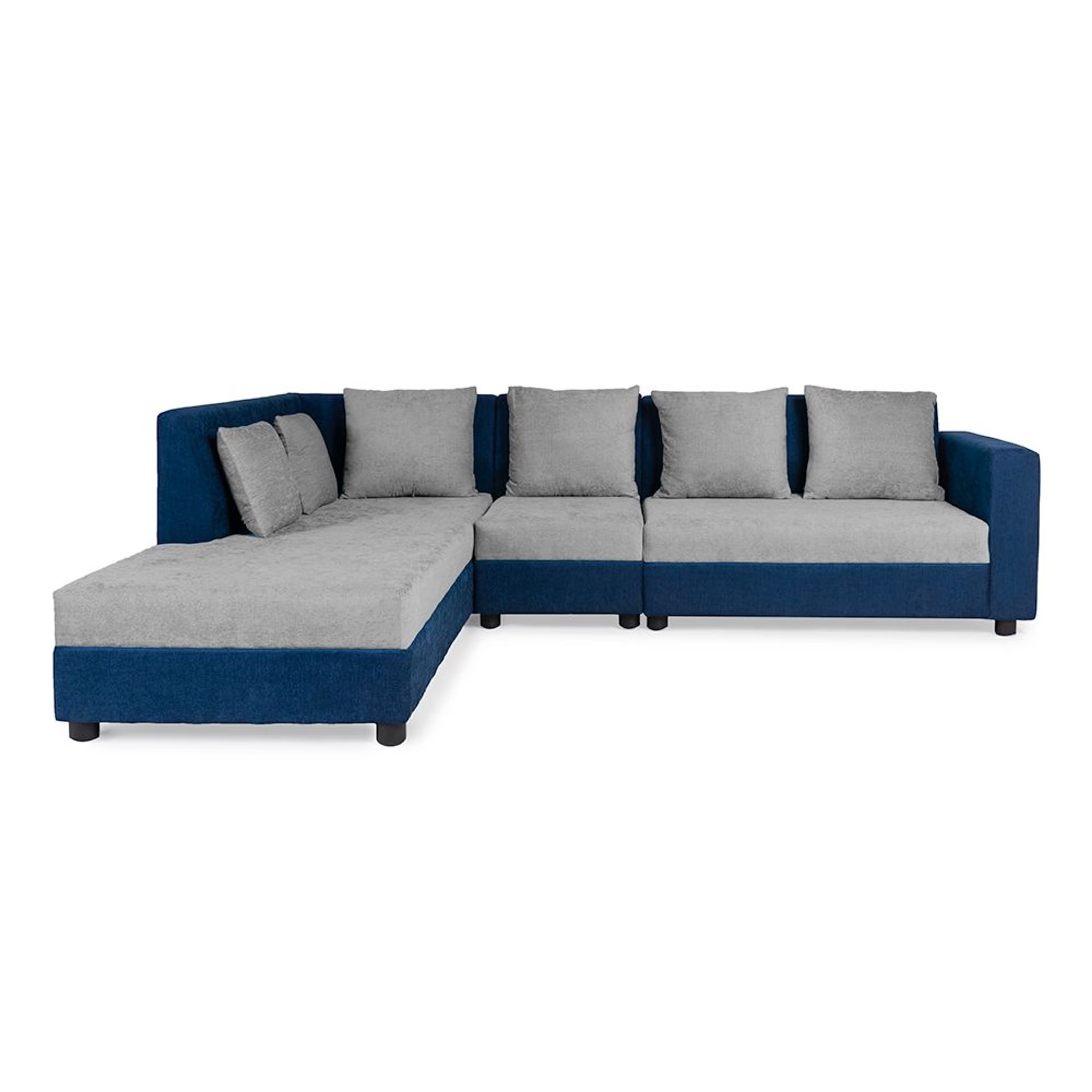 Home 34 Wakefit Skiver L Shape 6 Seater Sofa Set (3 Seater + Left Aligned Chaise) Sectional, Set (3 Seater + Left Aligned Chaise), Dark Blue & Cloud Grey